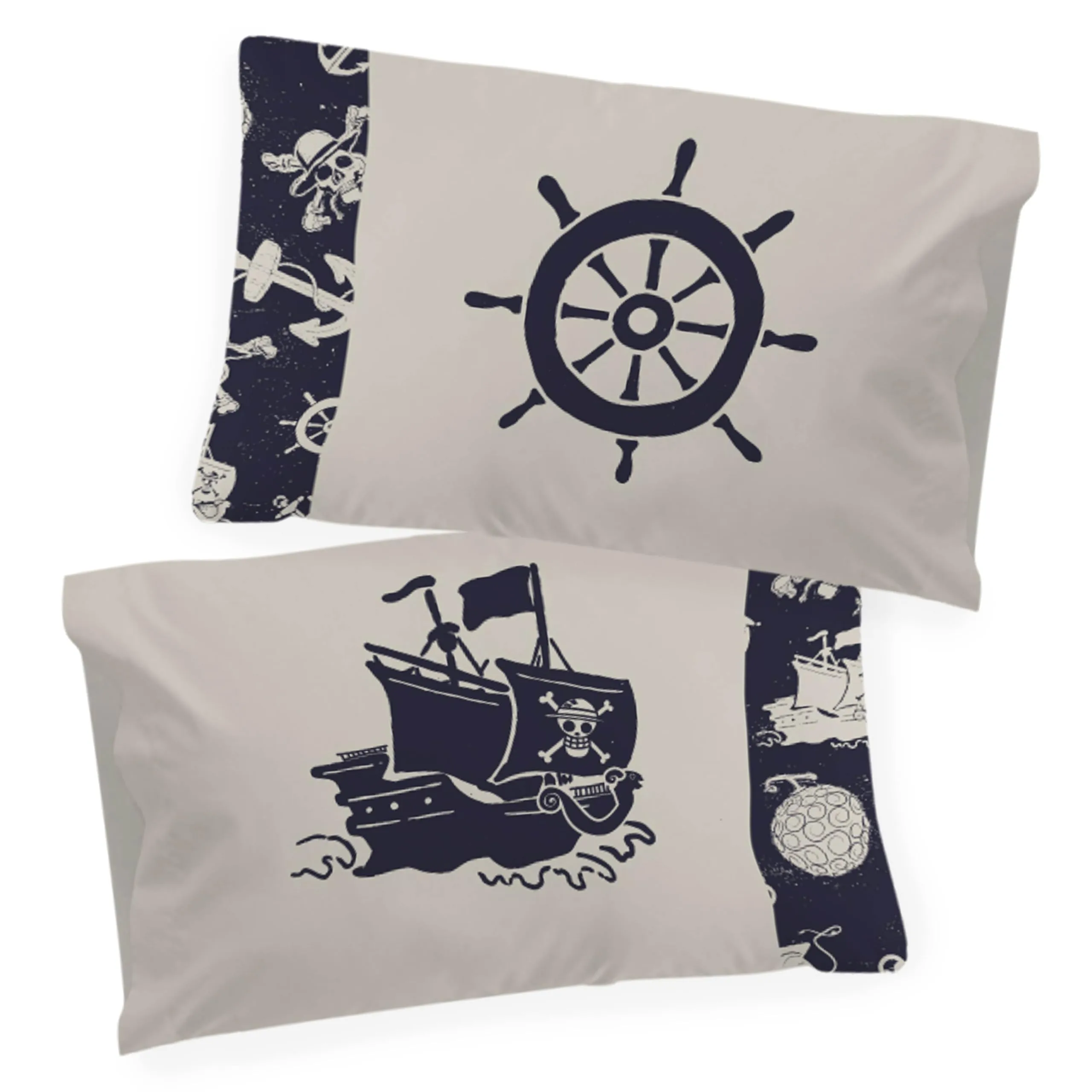 Jay Franco Netflix One Piece Set Copripiumino Singolo con Federa, 100% Cotone, Blu Navy, Set da 2 Pezzi - immagine 4