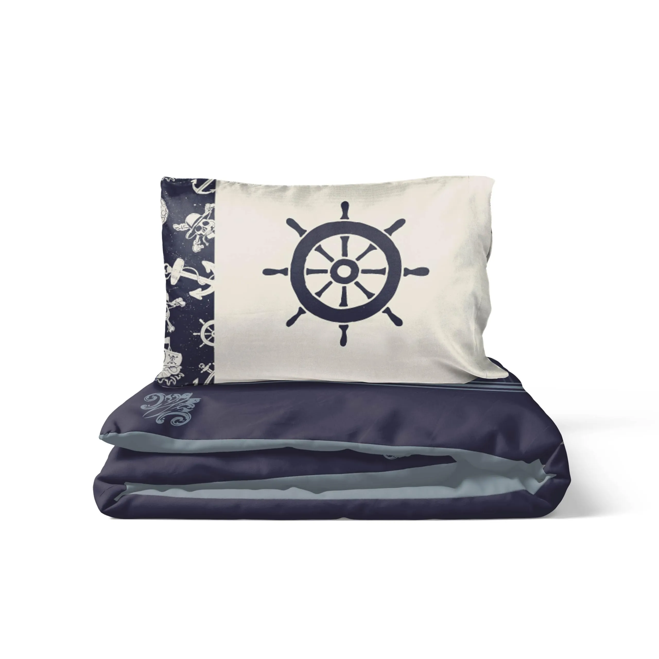 Jay Franco Netflix One Piece Set Copripiumino Singolo con Federa, 100% Cotone, Blu Navy, Set da 2 Pezzi - immagine 5