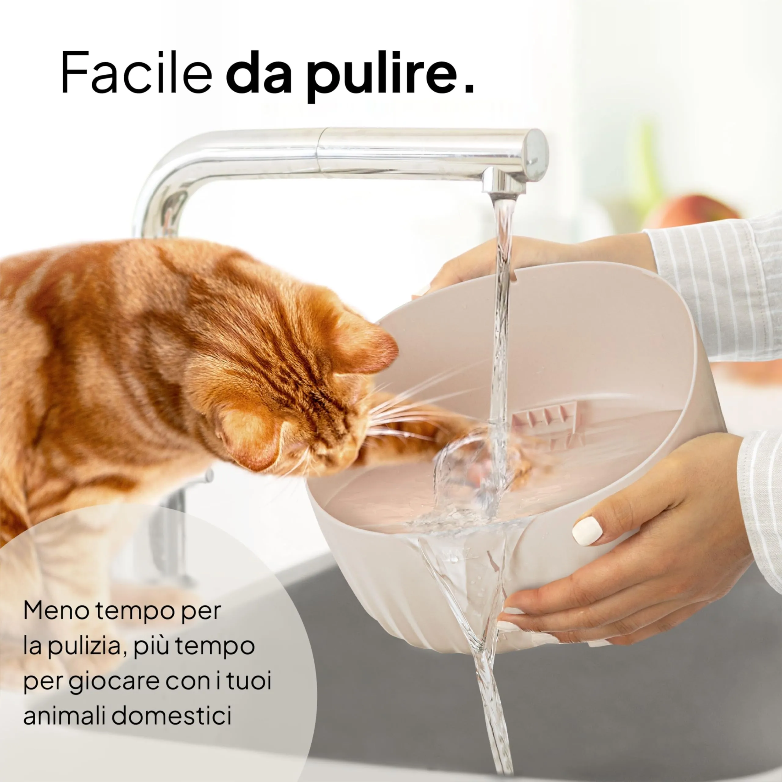 Pretty Paw Fontanella per Gatti 3L con LED Livello Acqua, Beige - immagine 6