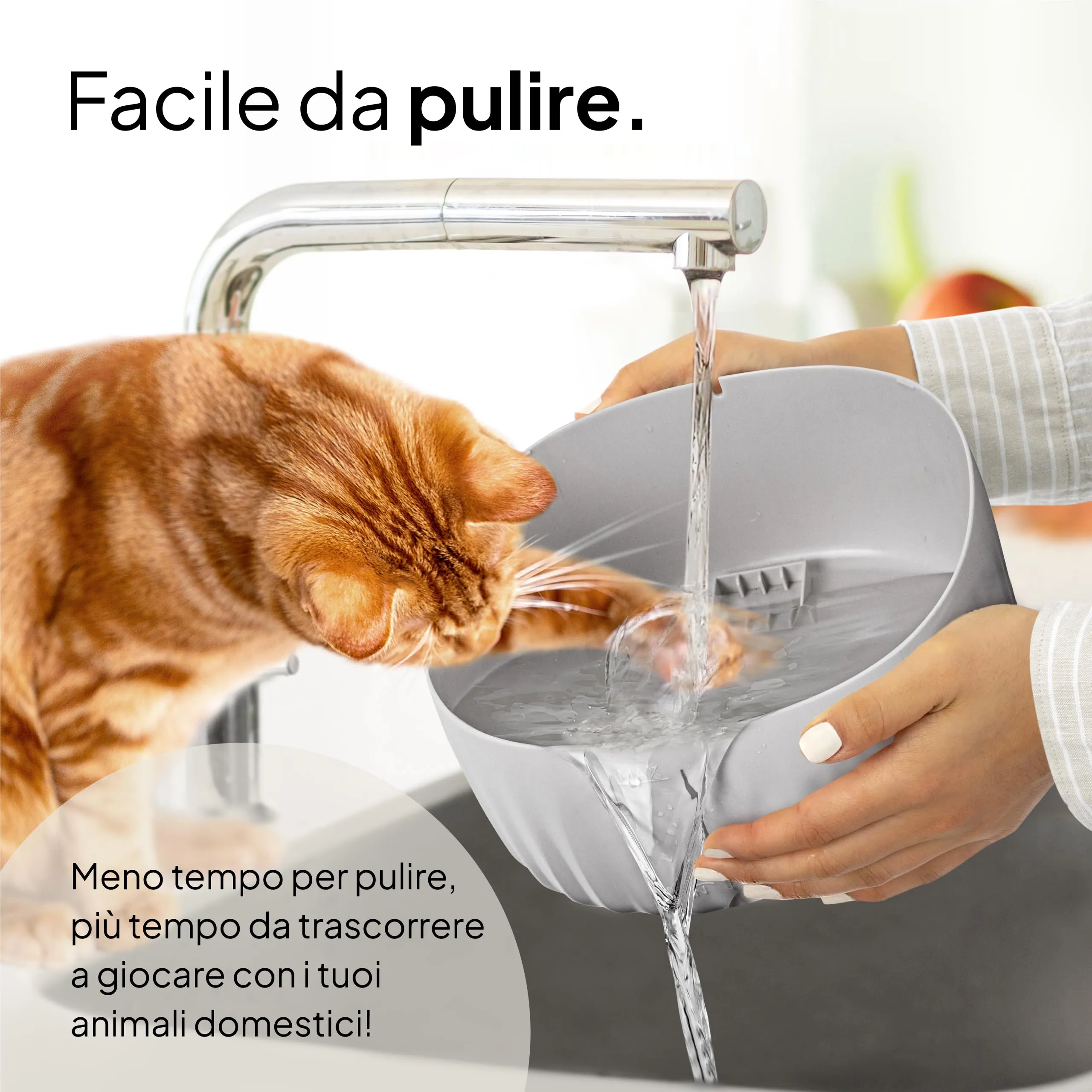 Pretty Paw Fontanella per Gatti 3L con LED Livello Acqua, Grigio - immagine 6