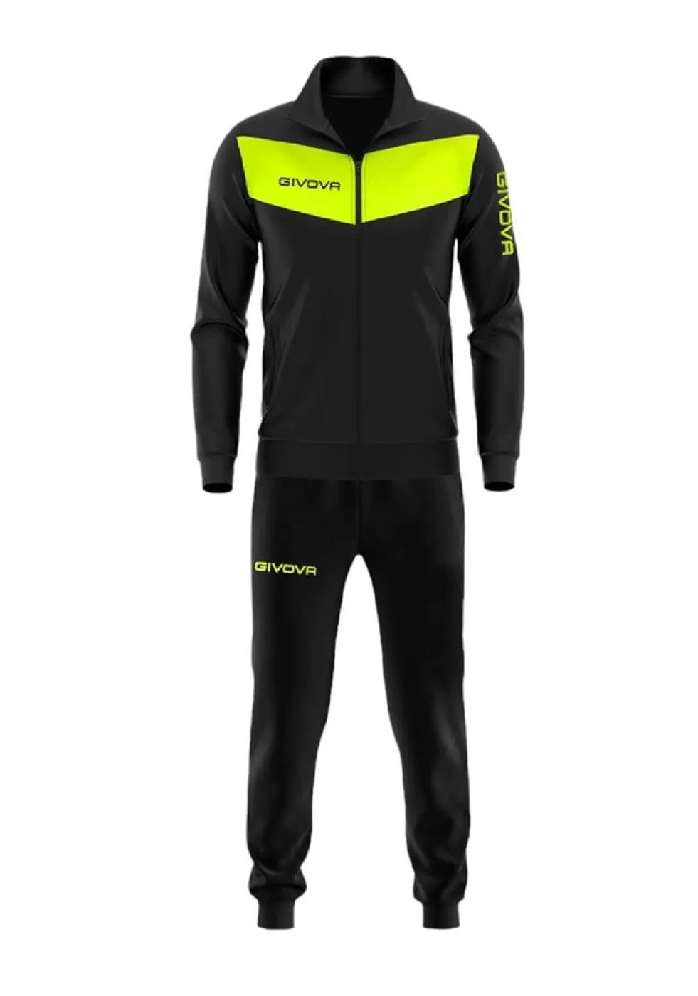 Givova Tuta Visa Triacetato 4S Nero/Giallo Fluo, Tg. S - immagine 2