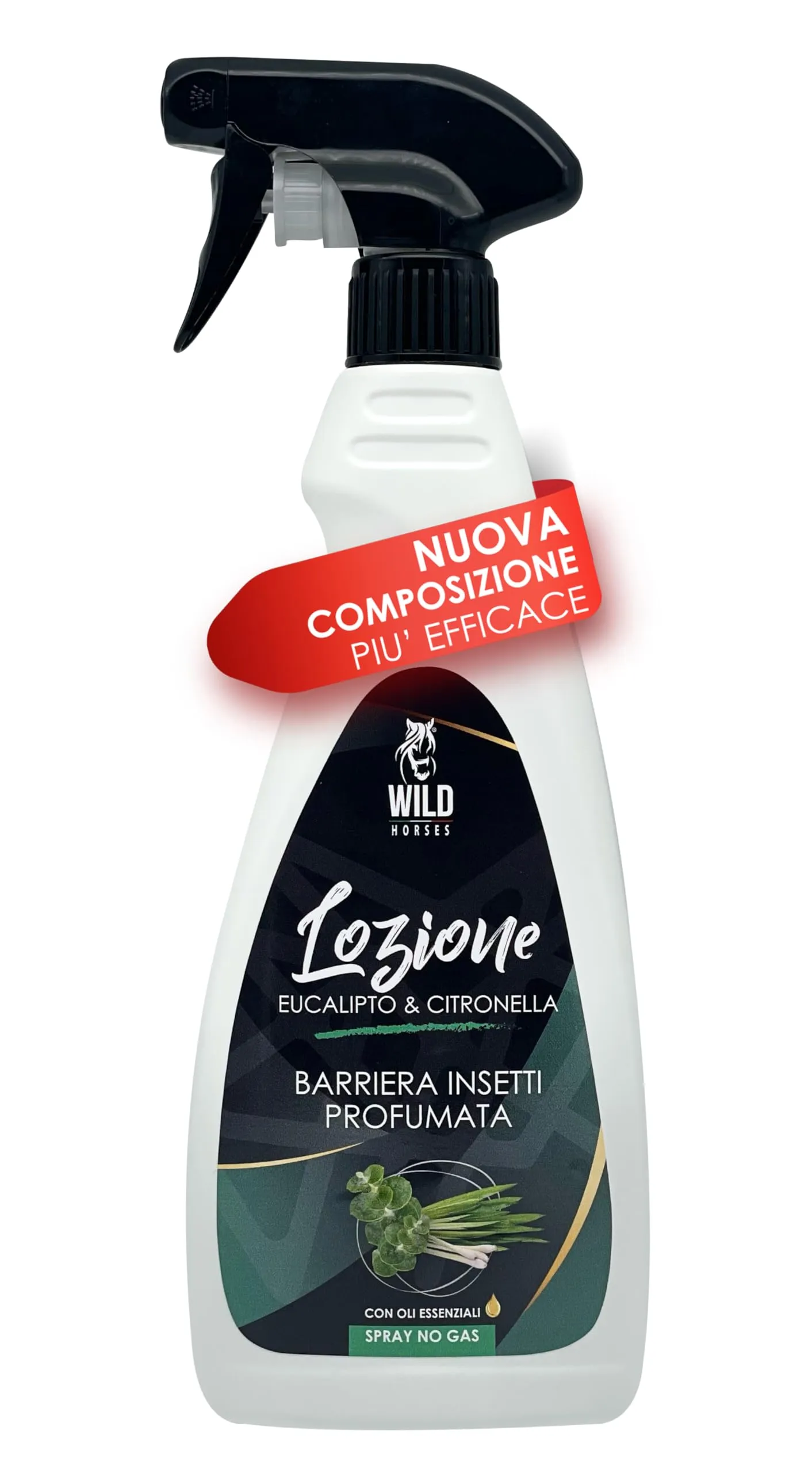 Wild Horses Lozione Spray Repellente Zanzare e Antiparassitario per Cavalli, Eucalipto e Citronella, 500ml - immagine 1