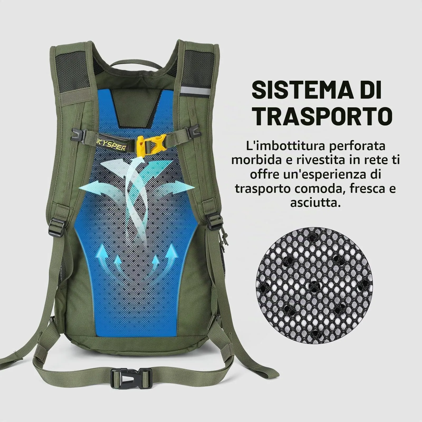 SKYSPER Zaino da Hiking 30L - Verde Militare - immagine 3
