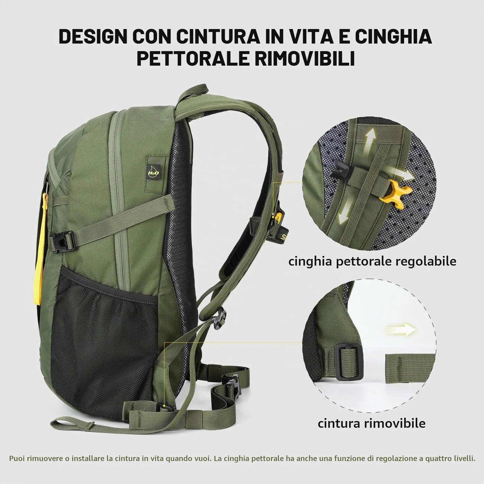 SKYSPER Zaino da Hiking 30L - Verde Militare - immagine 4