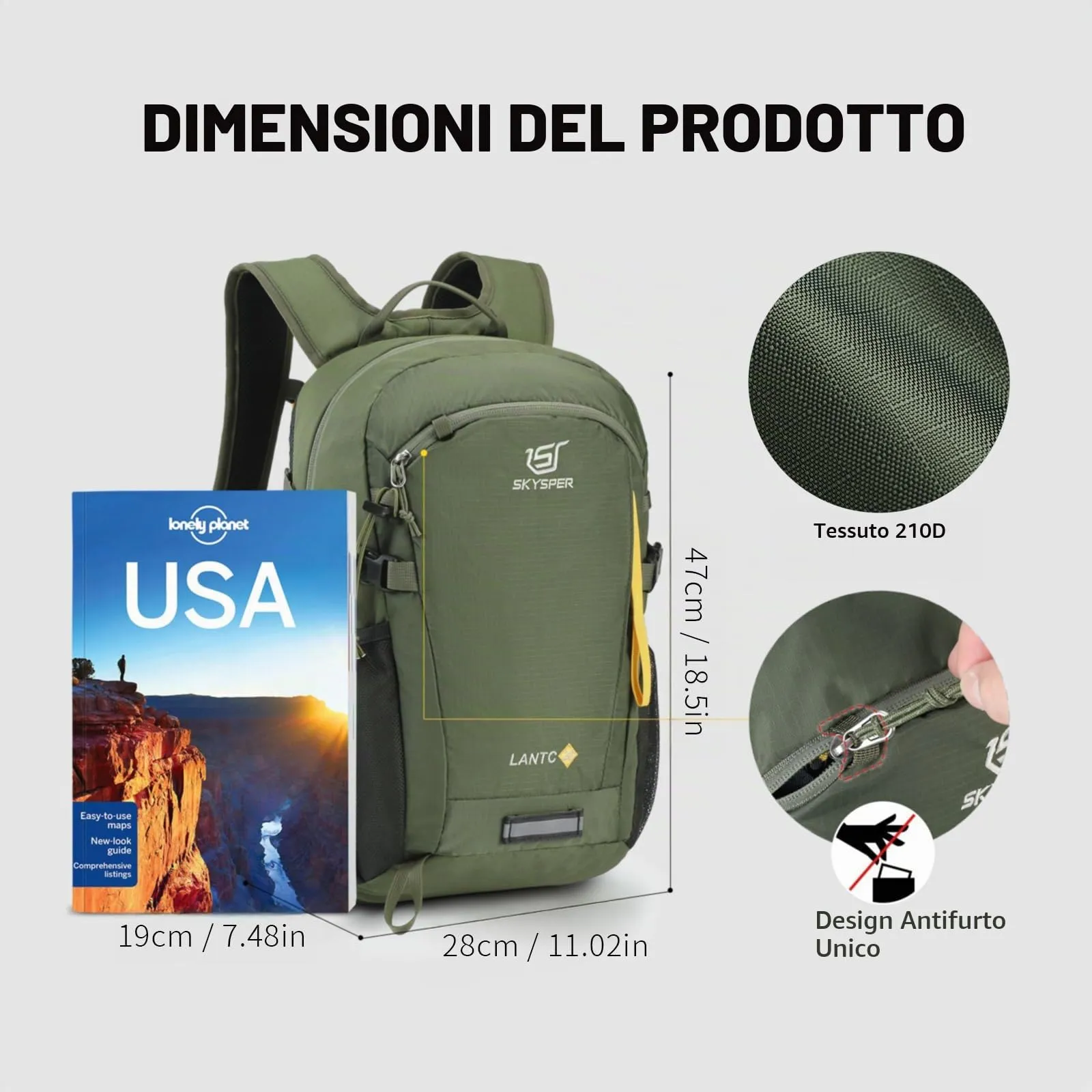 SKYSPER Zaino da Hiking 30L - Verde Militare - immagine 6