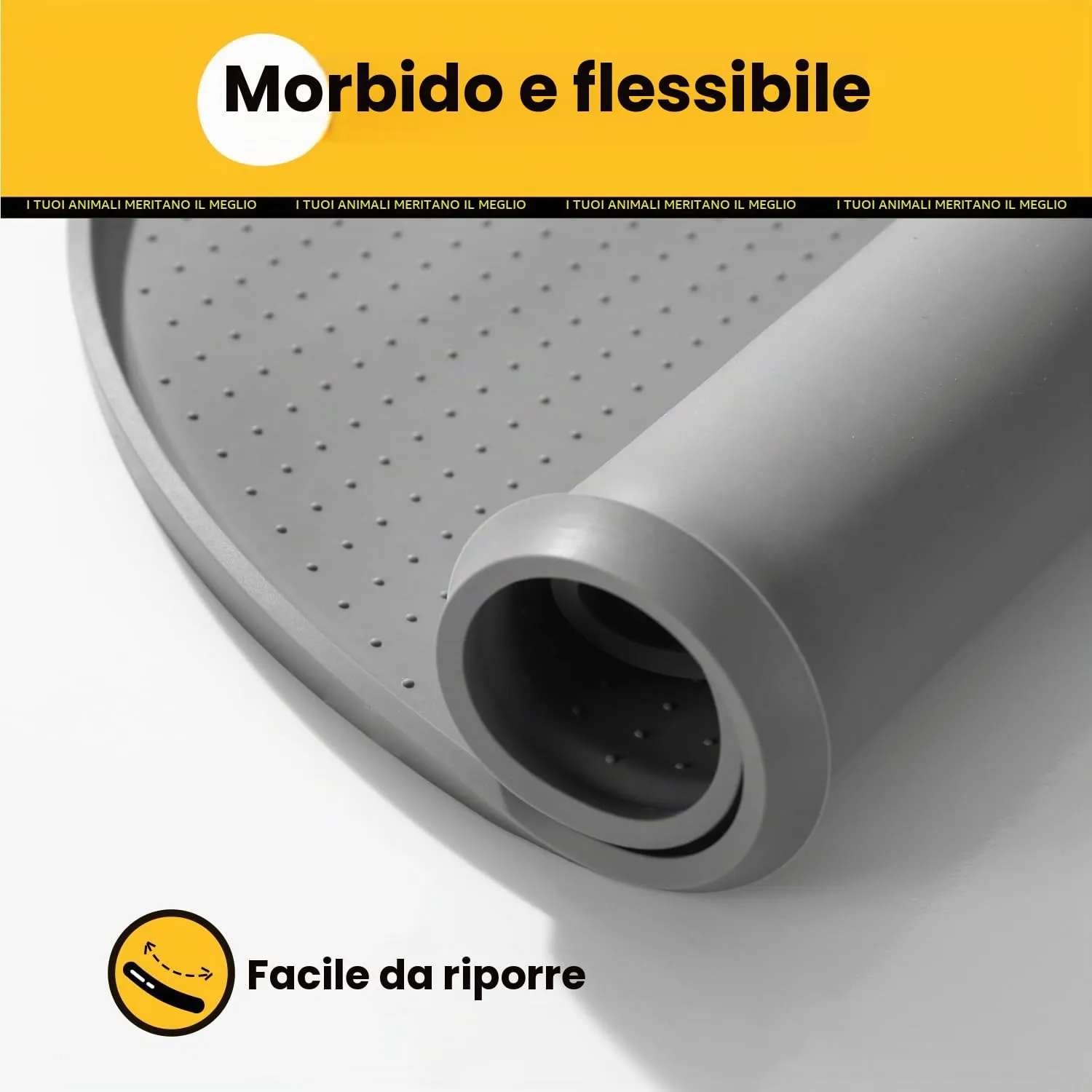 Conlun Tappetino Ovale per Ciotole Cane e Gatto in Silicone, 60 x 40 cm, Grigio - immagine 7