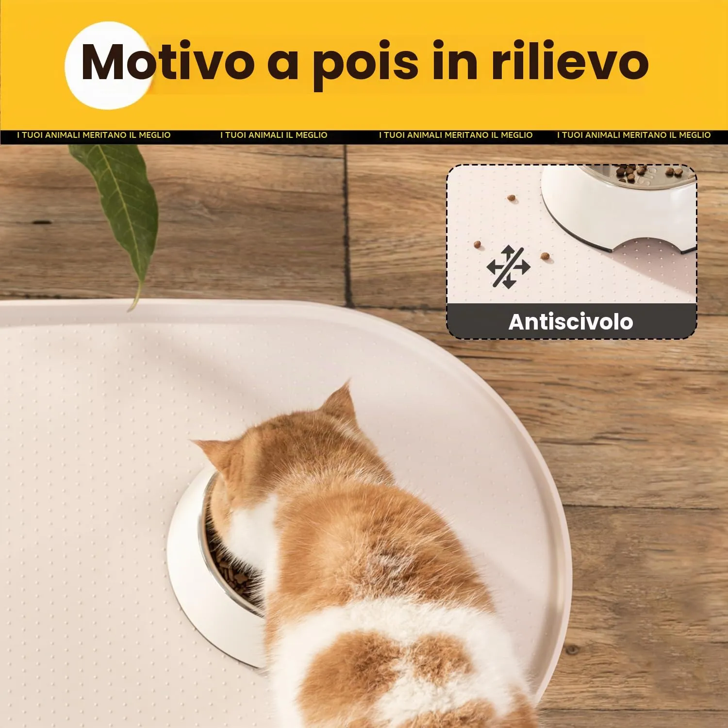 Conlun Tappetino Ciotola per Cane e Gatto, Ovale in Silicone senza BPA con Bordi Rialzati, 60 x 40 cm, Beige - immagine 8