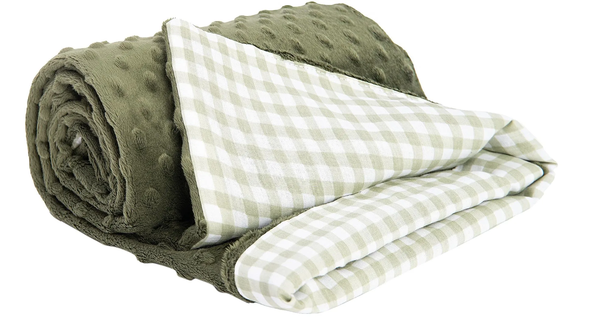 Medi Partners Coperta per Neonato Bifacciale in Cotone e Minky 75x100cm - Griglia con Oliva - immagine 1