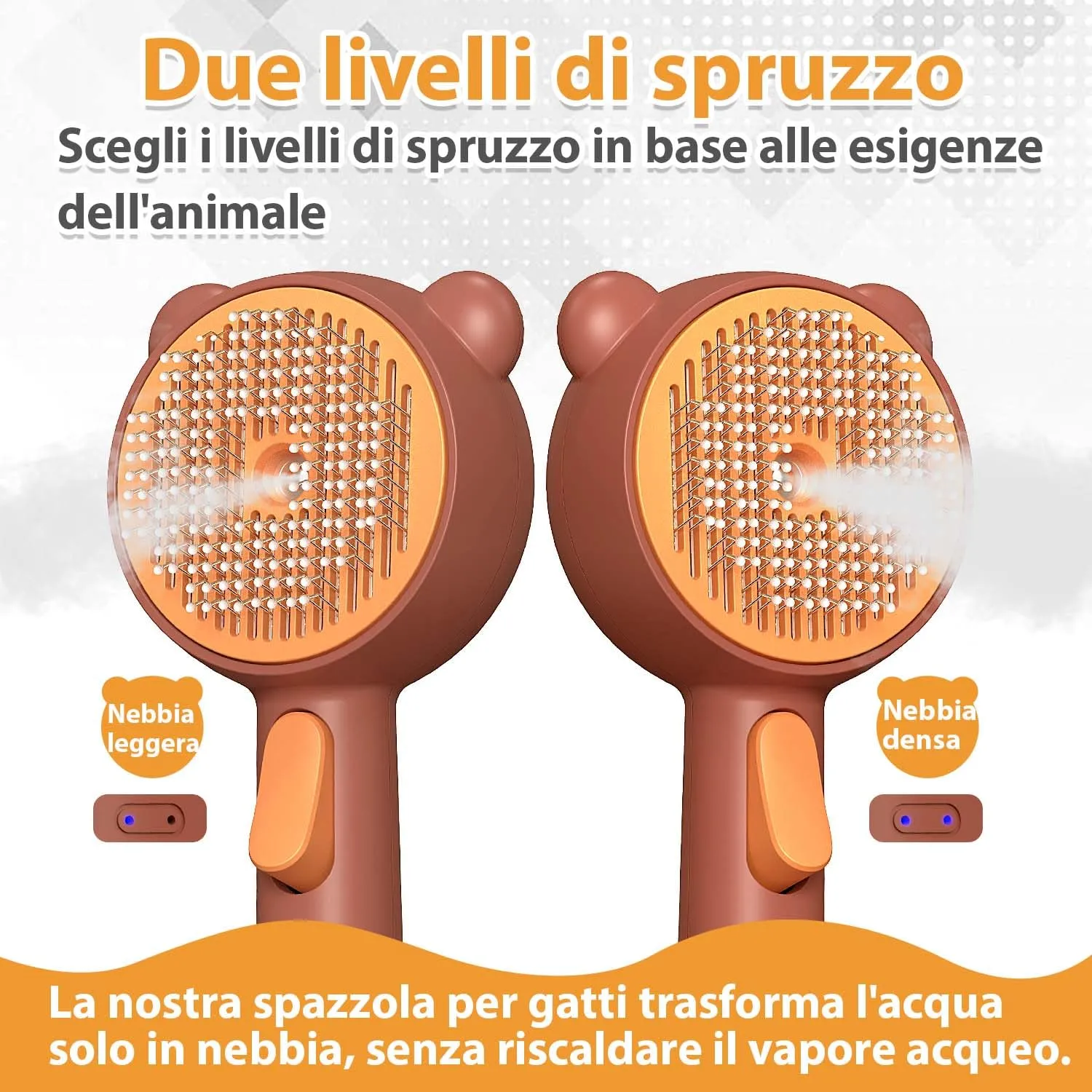 POIIOPY Spazzola a Vapore per Gatti, 2 Livelli di Spruzzo, Pulsante di Rilascio Autopulente, RK35-Y - immagine 3