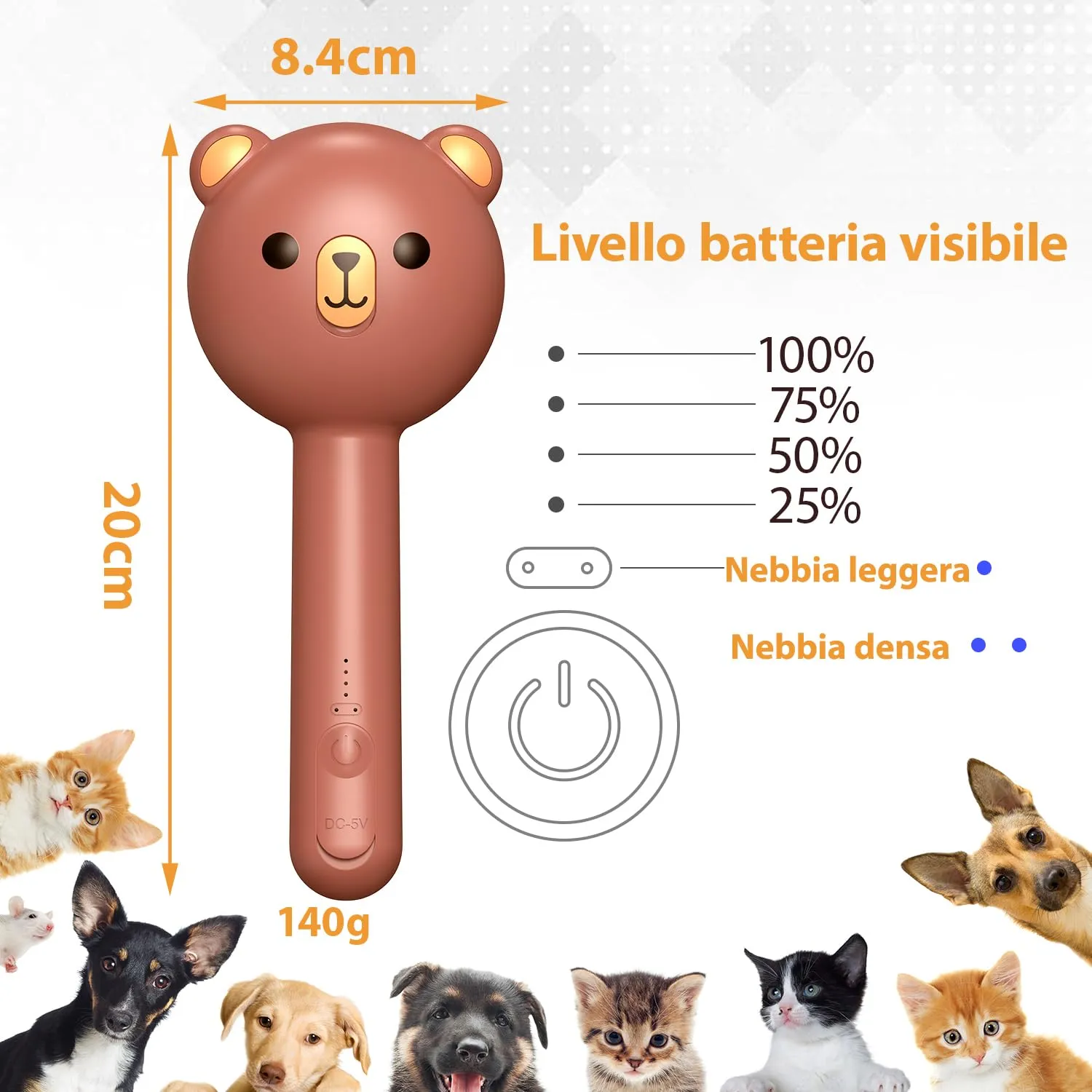 POIIOPY Spazzola a Vapore per Gatti, 2 Livelli di Spruzzo, Pulsante di Rilascio Autopulente, RK35-Y - immagine 6