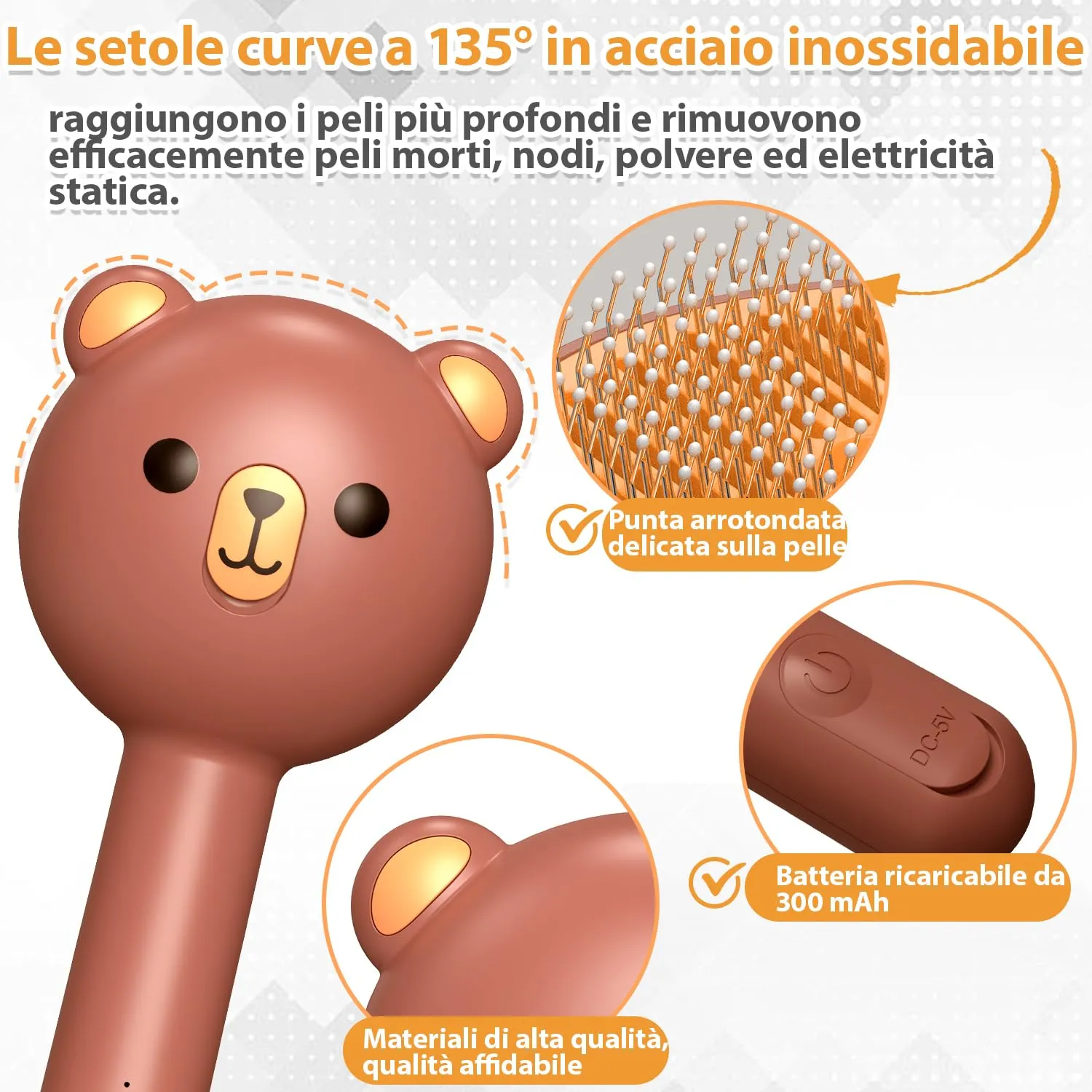 POIIOPY Spazzola a Vapore per Gatti, 2 Livelli di Spruzzo, Pulsante di Rilascio Autopulente, RK35-Y - immagine 7