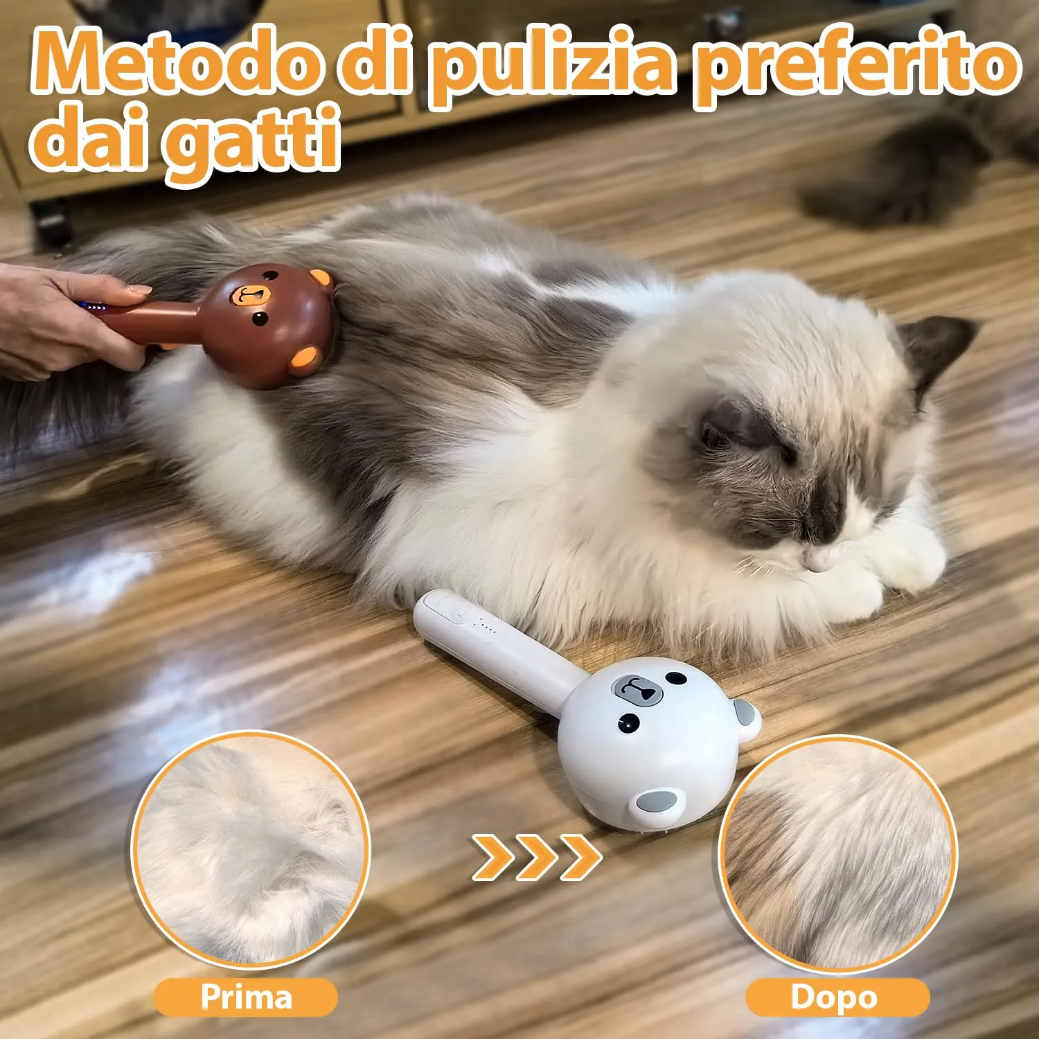 POIIOPY Spazzola a Vapore per Gatti, 2 Livelli di Spruzzo, Pulsante di Rilascio Autopulente, RK35-Y - immagine 8