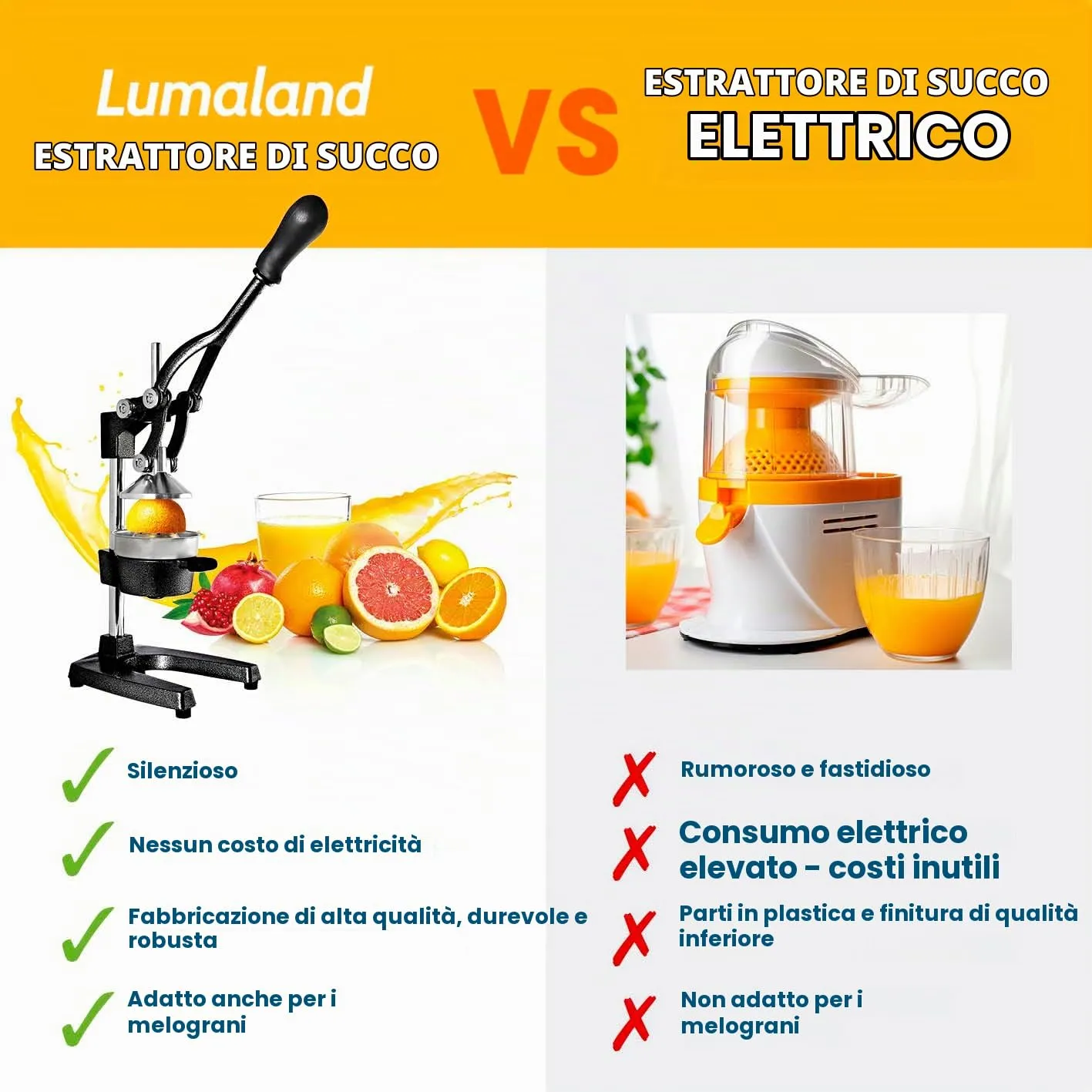 Lumaland Estrattore di Succo Manuale in Ghisa per Frutta e Verdura, Nero - immagine 8