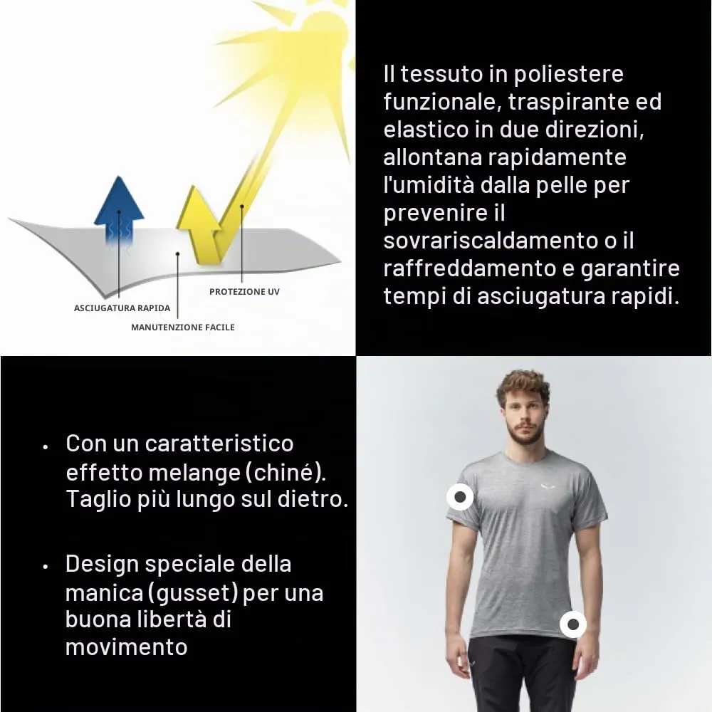 Salewa Puez Melange Dry T-Shirt - Verde Melange, M - immagine 7