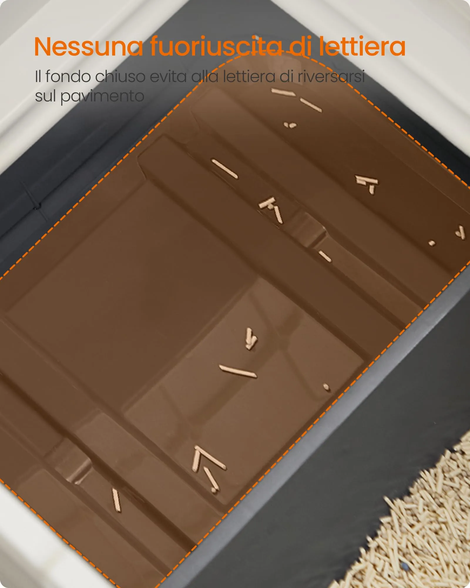 Feandrea Casetta per Lettiera per Gatti Grandi, Vassoio Estraibile, Beige e Nero PPT001W01 - immagine 3