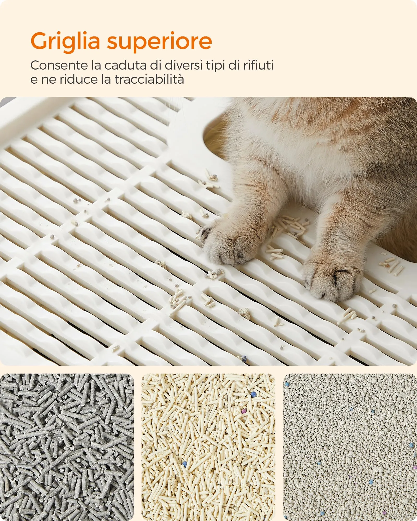Feandrea Casetta per Lettiera per Gatti Grandi, Vassoio Estraibile, Beige e Nero PPT001W01 - immagine 4