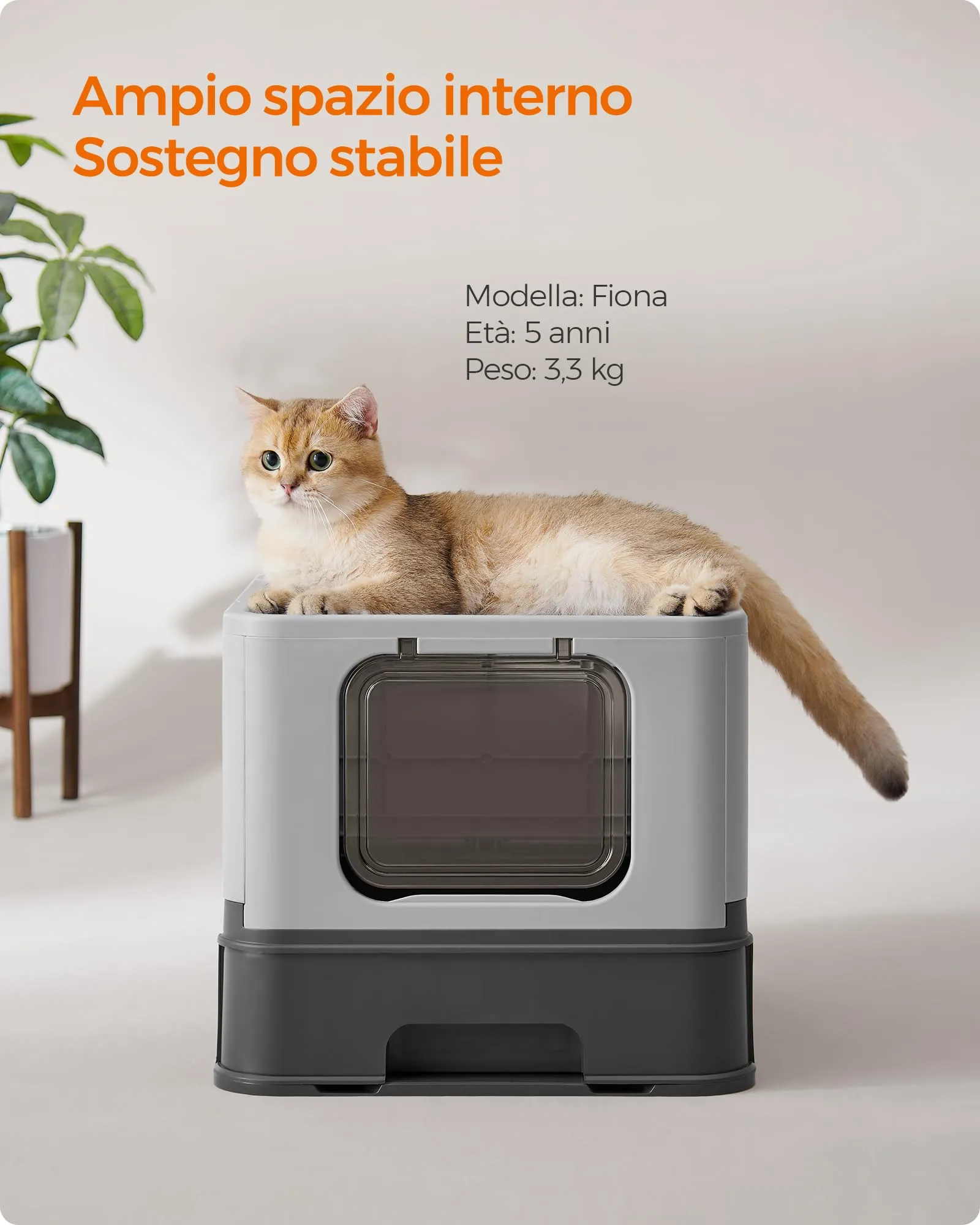 Feandrea Lettiera per Gatti Nascosta con Vassoio Estraibile, Grigio Antracite e Grigio Tortora PPT001B01 - immagine 6