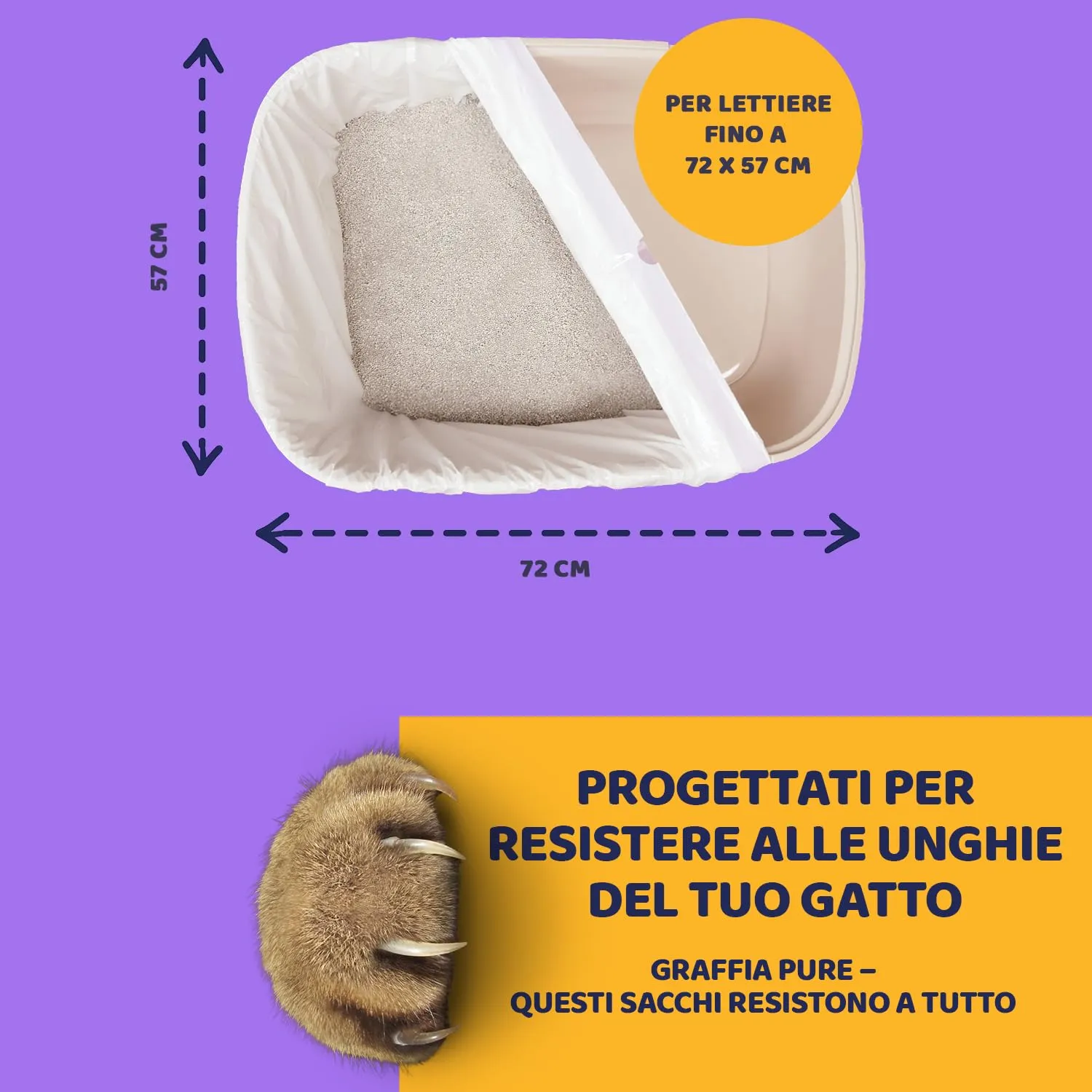 Pettiny Sacchetti Jumbo per Lettiera per Gatti con Coulisse, 20 unità - immagine 4