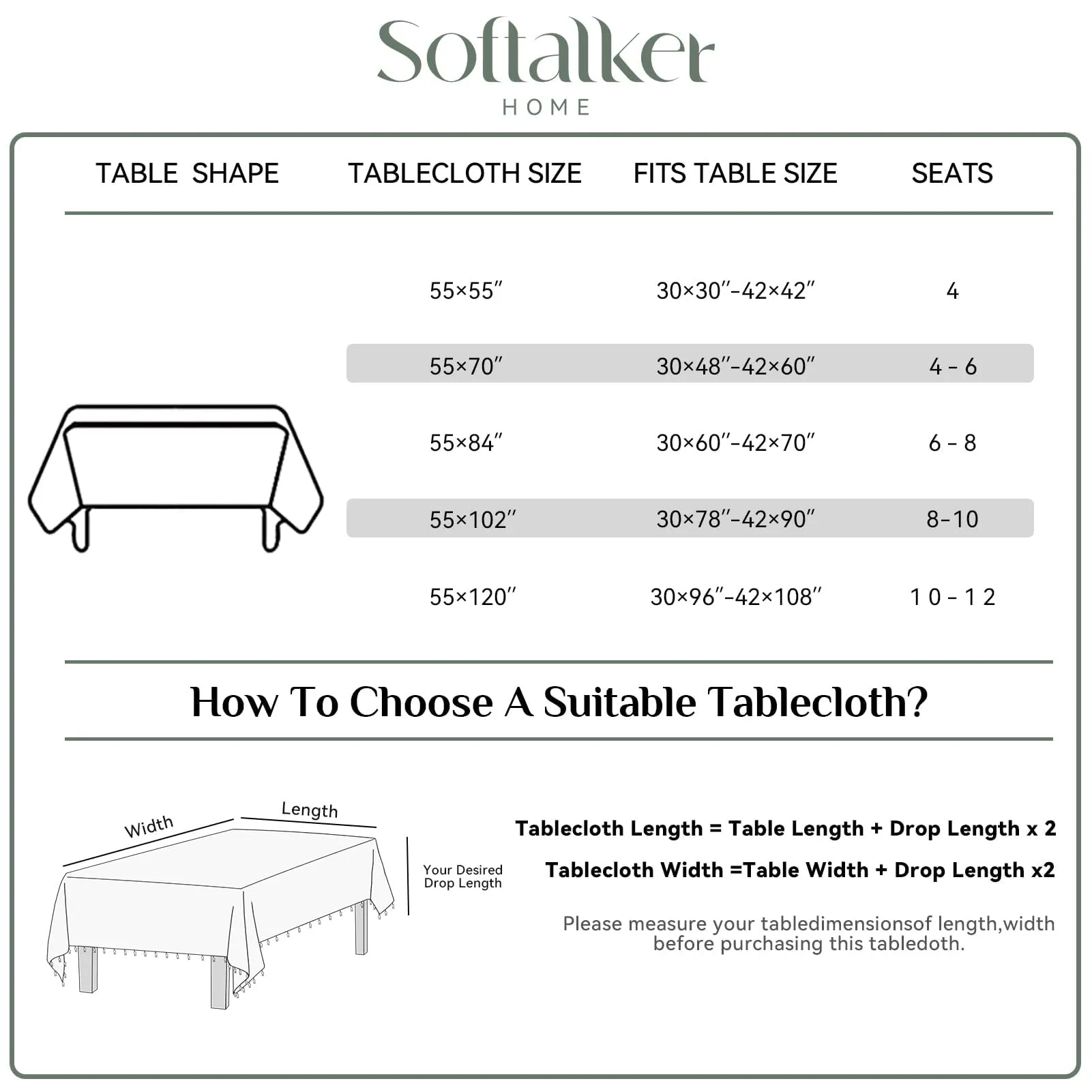 Softalker Tovaglia Rettangolare a Scacchi in Lino e Cotone con Nappe, 140 x 305 cm, Salvia - immagine 6