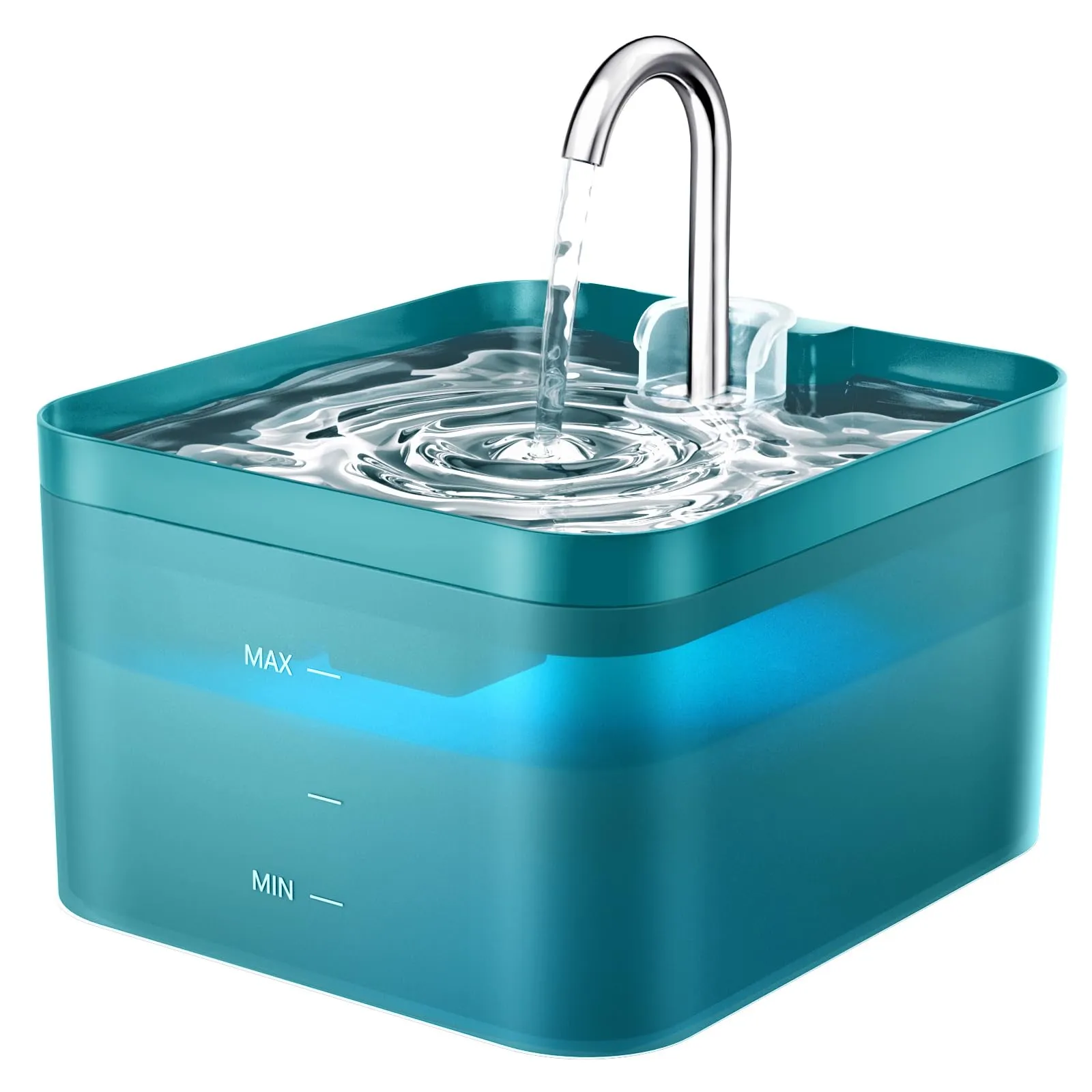 PawPoll Fontanella per Gatti 2,2L con LED e Filtro a Carbone Attivo, Verde - immagine 1