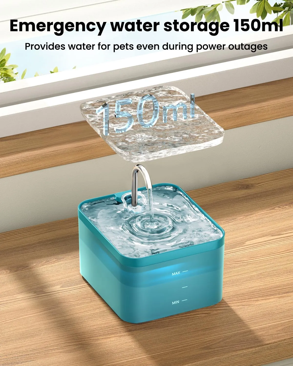 PawPoll Fontanella per Gatti 2,2L con LED e Filtro a Carbone Attivo, Verde - immagine 7