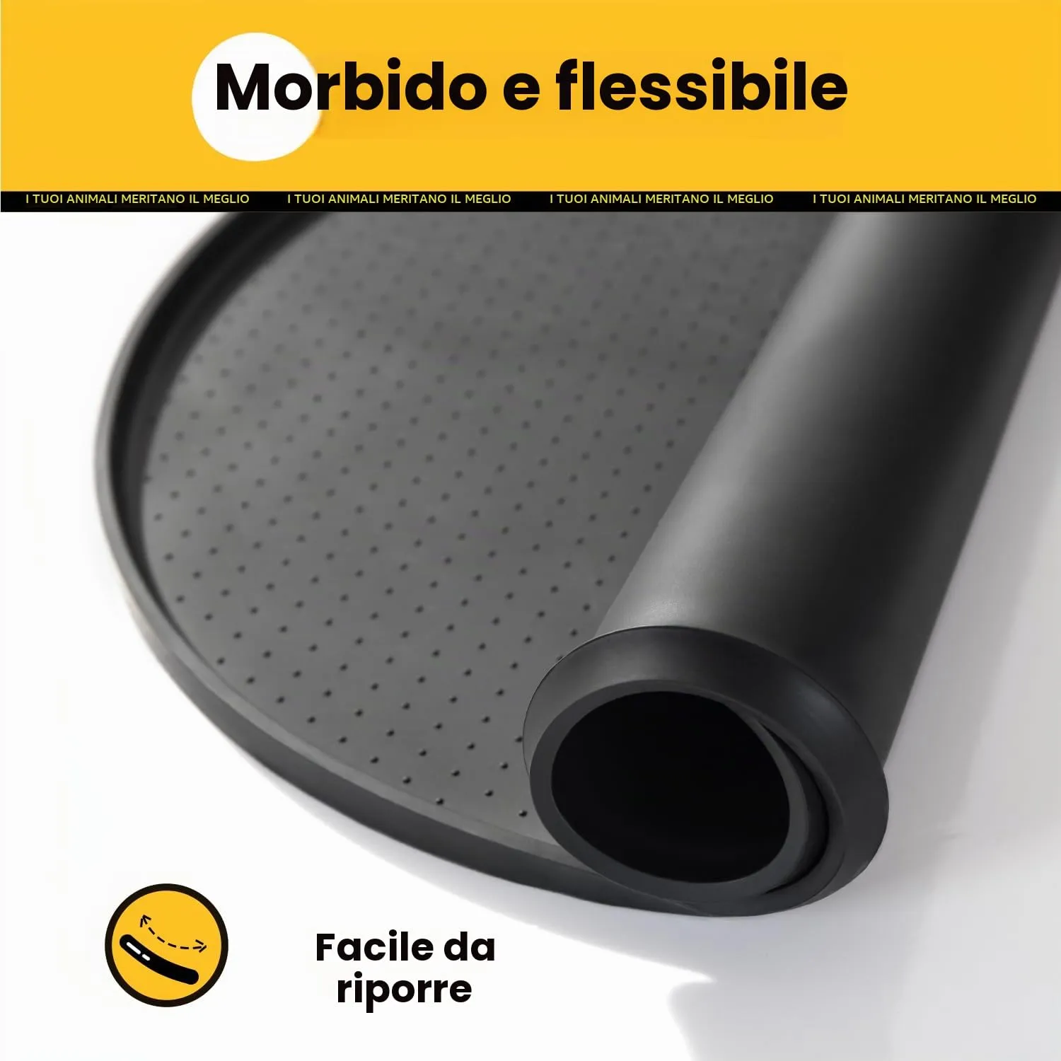 Conlun Tappetino per ciotola per cani in silicone senza BPA, 60 x 40 cm, nero - immagine 7