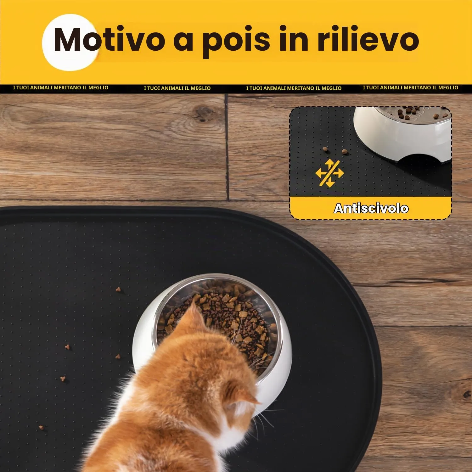 Conlun Tappetino per ciotola per cani in silicone senza BPA, 60 x 40 cm, nero - immagine 8