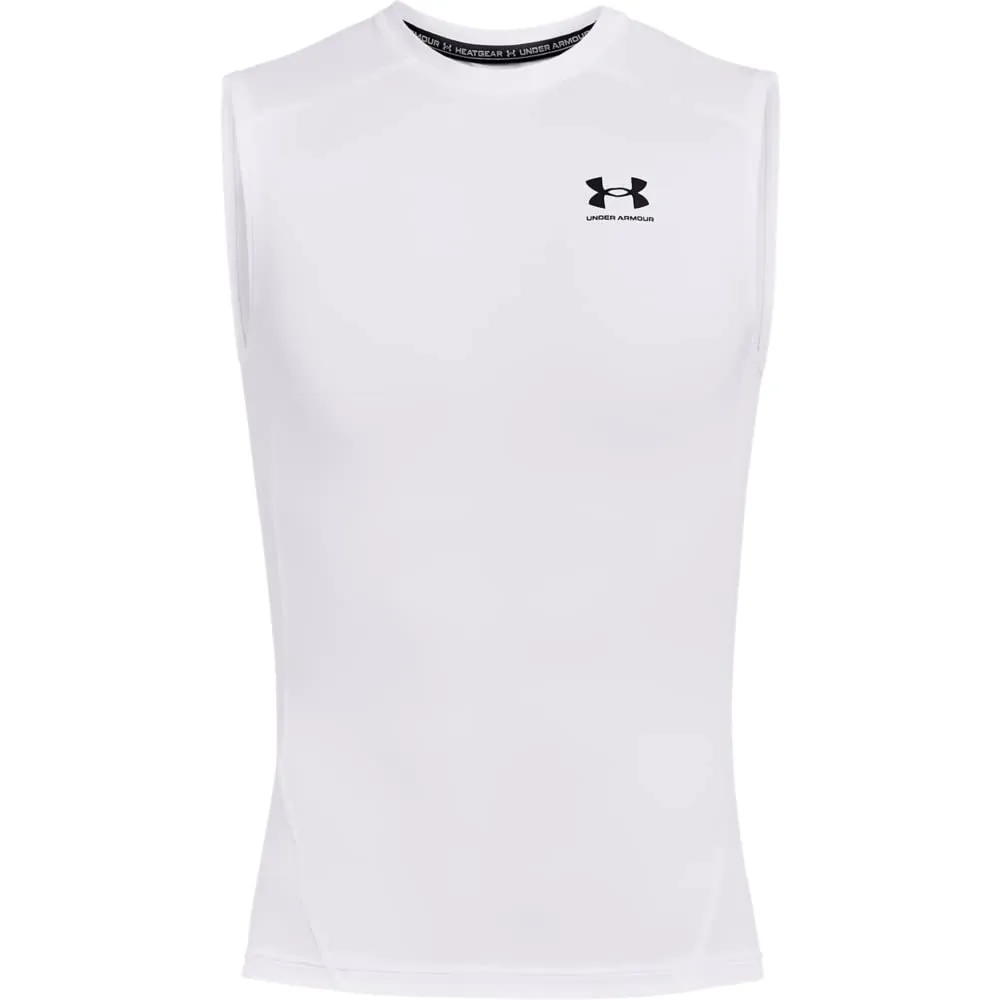 Under Armour HeatGear Maglietta a compressione da uomo senza maniche - Bianco/Nero - L Tall - immagine 5