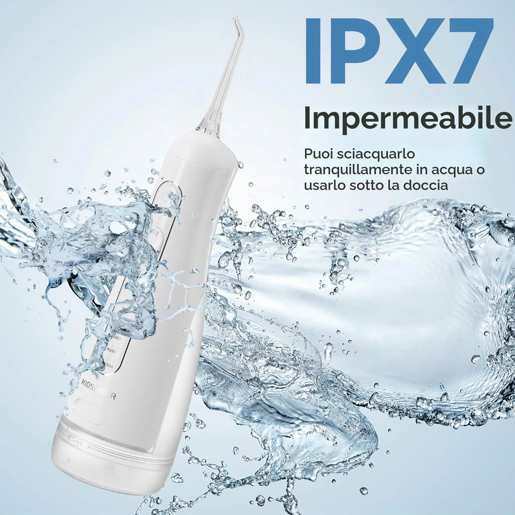 KIDSCOTER Idropulsore Orale Ricaricabile 300ml, 5 Modalità di Pulizia, Impermeabile IPX7, Nero e Bianco - immagine 5