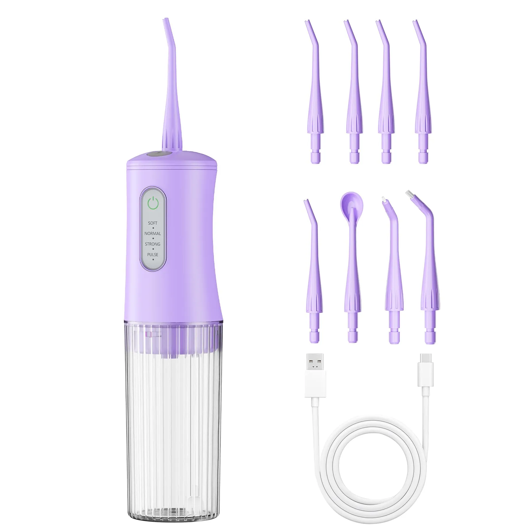 KIDSCOTER Irrigatore Dentale Elettrico Senza Fili ORAL-AP04, 4 Modalità di Pulizia, 8 Punte, Impermeabile IPX7, Serbatoio 200ml, Ricaricabile USB-C - immagine 7