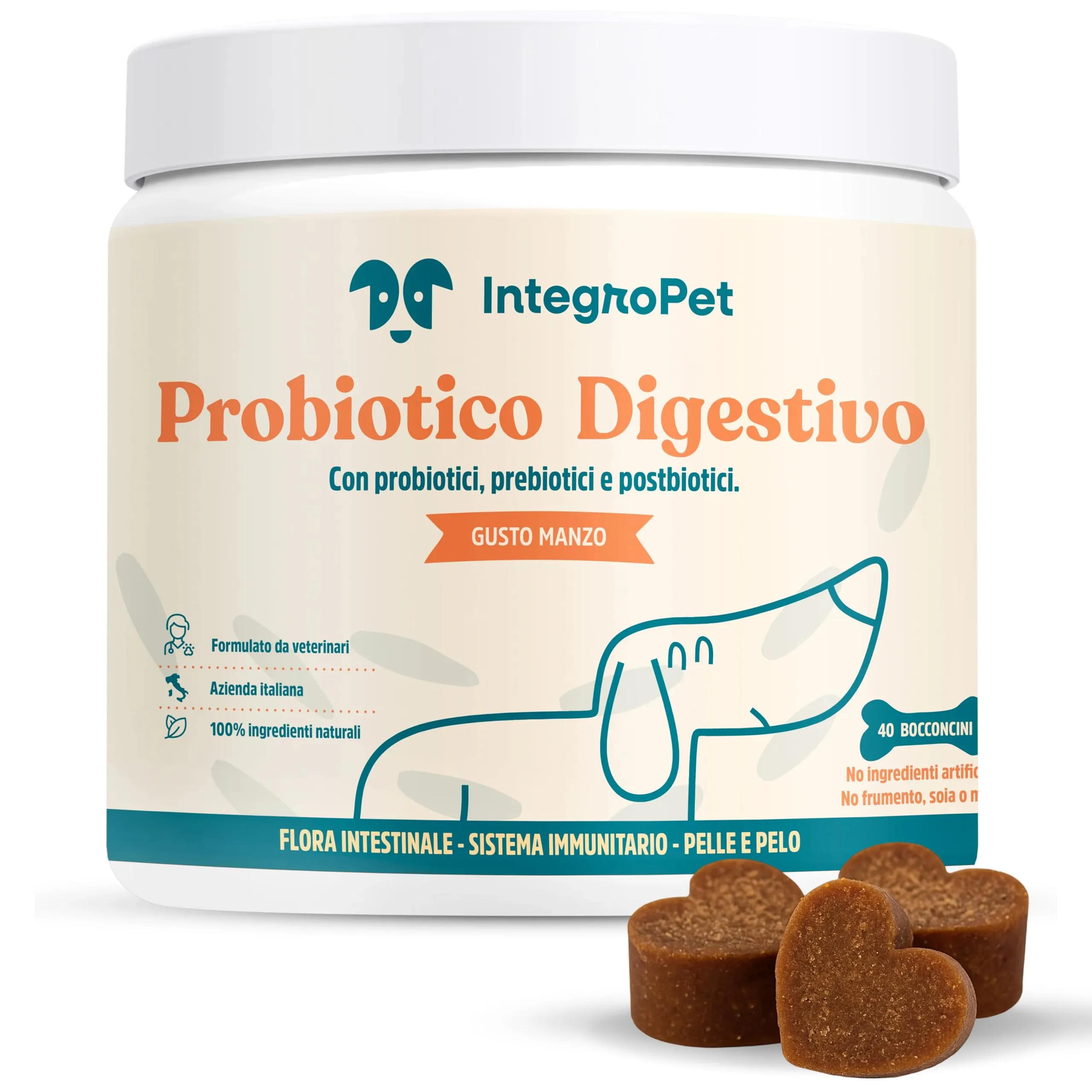 Integropet Probiotico per Cani Gusto Manzo, 40 Bocconcini - immagine 1