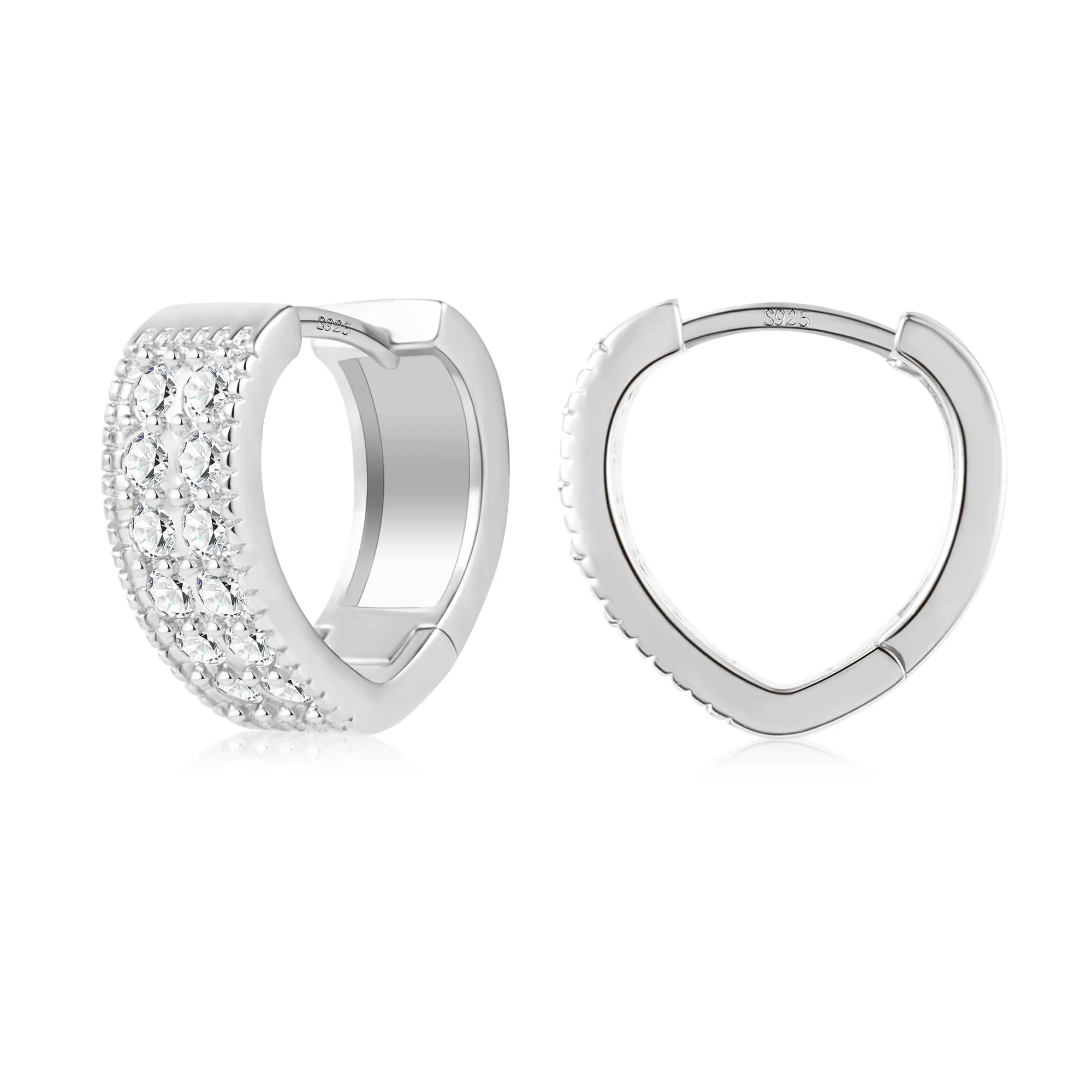 ALEXCRAFT Orecchini a Spillo Cuore Argentati con Zirconi Pavé SCEU300S - immagine 1