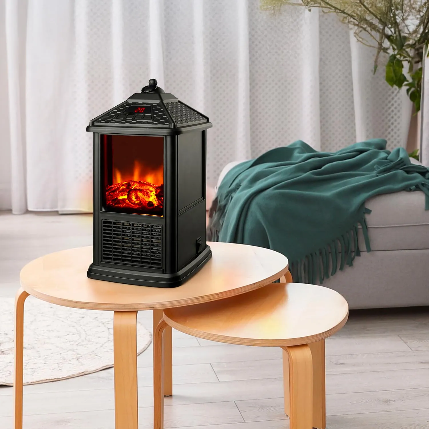 MaisonRouge Caminetto Elettrico da Tavolo 1000W con Effetto Camino 3D, Telecomando e Timer 12 Ore, 32x18,5x18,5cm - immagine 4