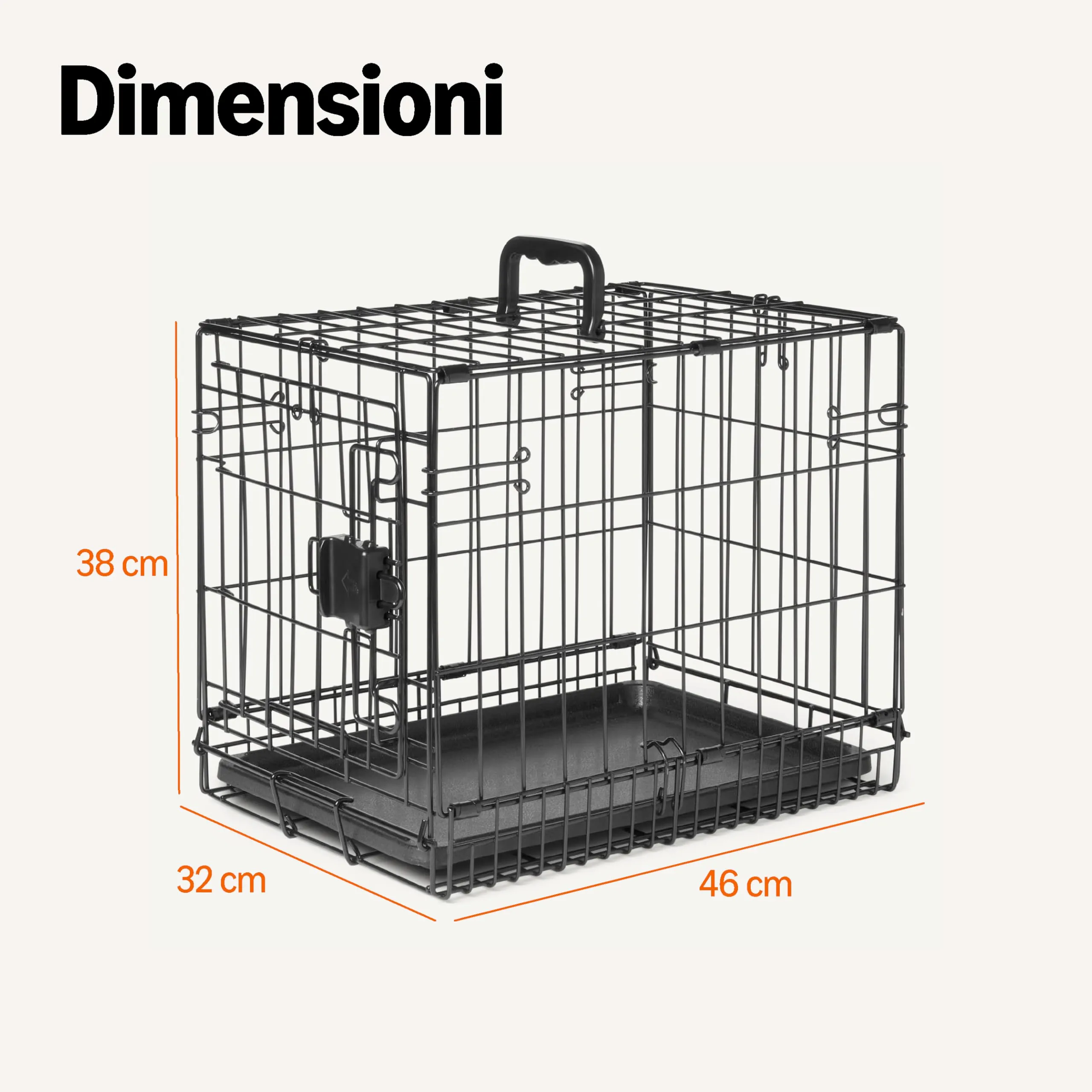 Amazon Basics Gabbia per Cani in Filo Metallico Pieghevole con Vassoio, 46 x 32 x 38 cm, Nera - immagine 5
