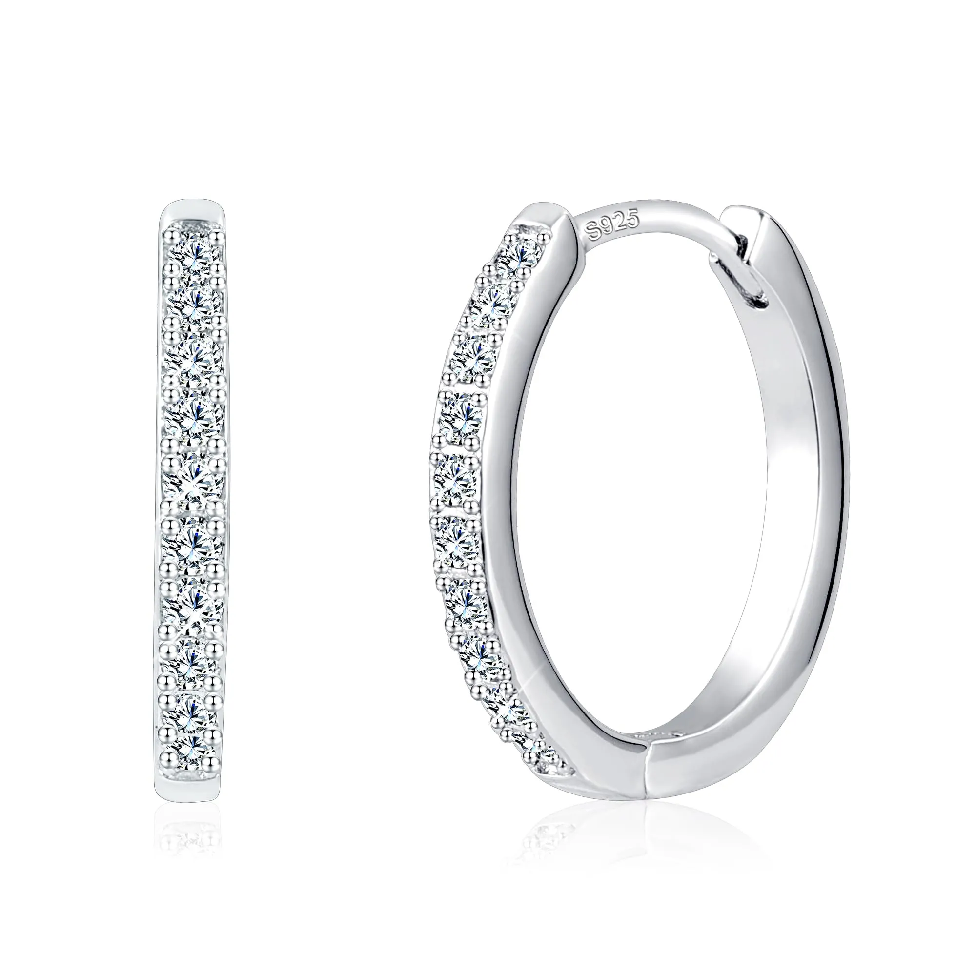 ALEXCRAFT Orecchini a Cerchio Huggie in Argento con Zirconi, Media, E3398 - immagine 1