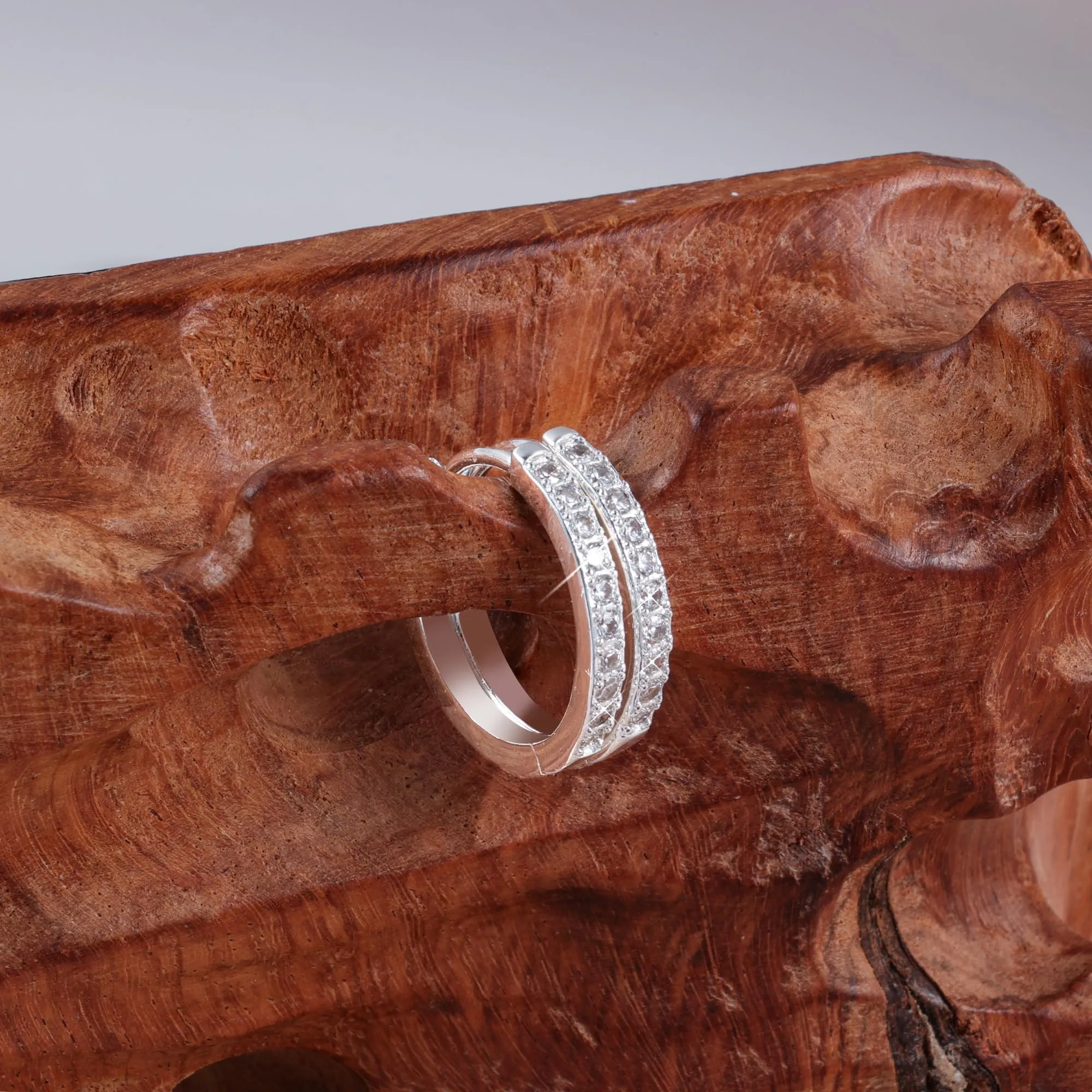 ALEXCRAFT Orecchini a Cerchio Huggie in Argento con Zirconi, Media, E3398 - immagine 5
