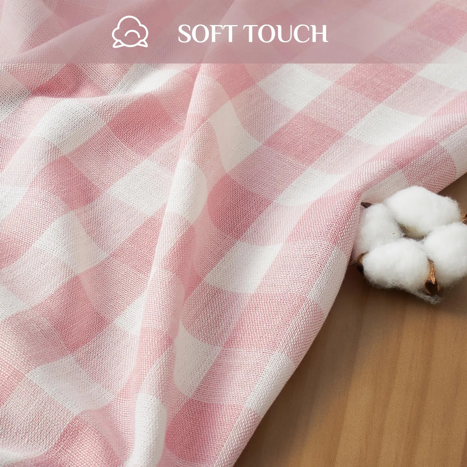 Softalker Tovaglia Rettangolare a Quadri Rosa, Lino e Cotone con Nappine, 140 x 213 cm - immagine 4