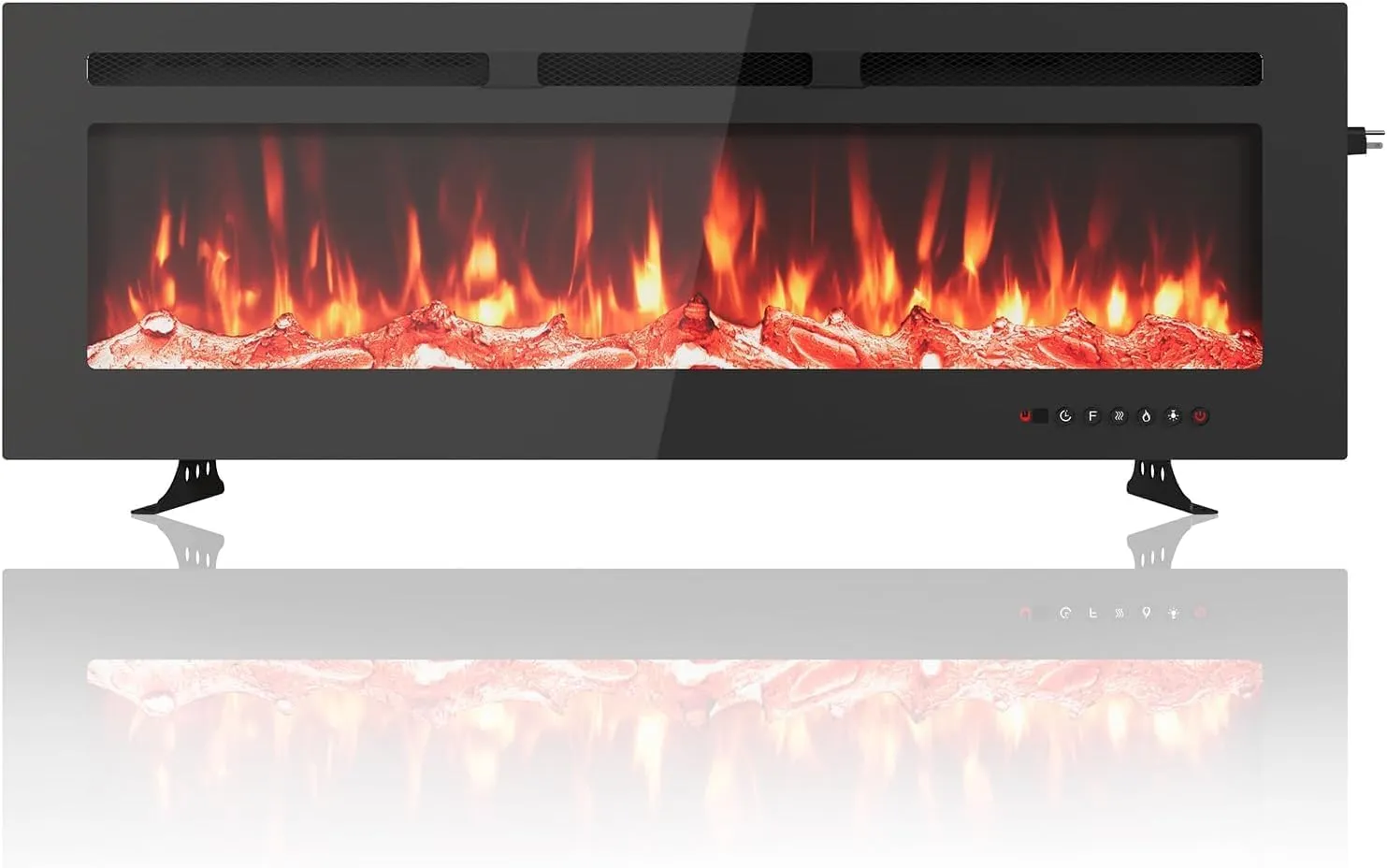 JustSmart Camino Elettrico 3D 50" (127 cm) con Riscaldamento 900/1800W, 12 Colori LED Effetto Fiamma, da Incasso o Parete - immagine 2
