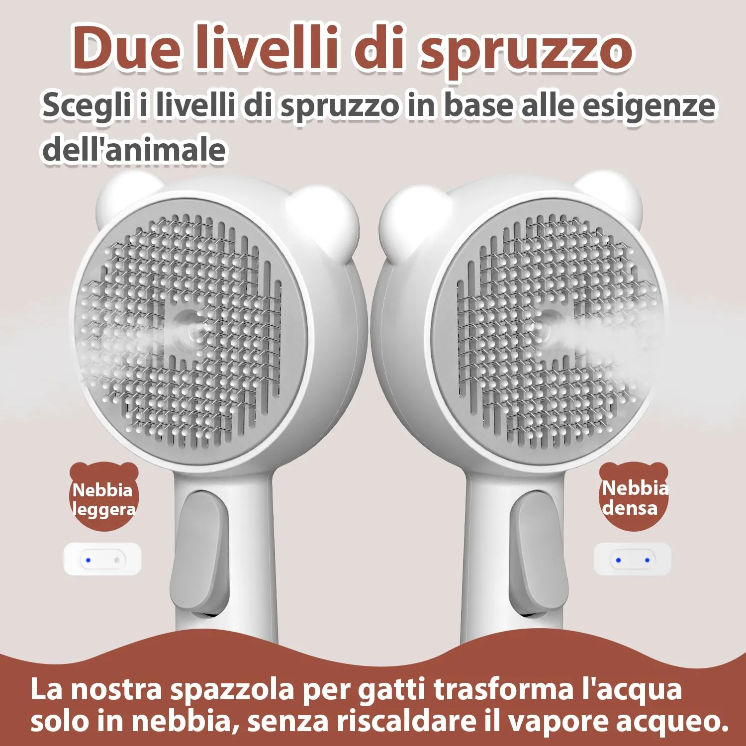 POIIOPY Spazzola a Vapore per Gatti con 2 Livelli di Spruzzo e Pulsante di Rilascio, RK35-Y - immagine 3