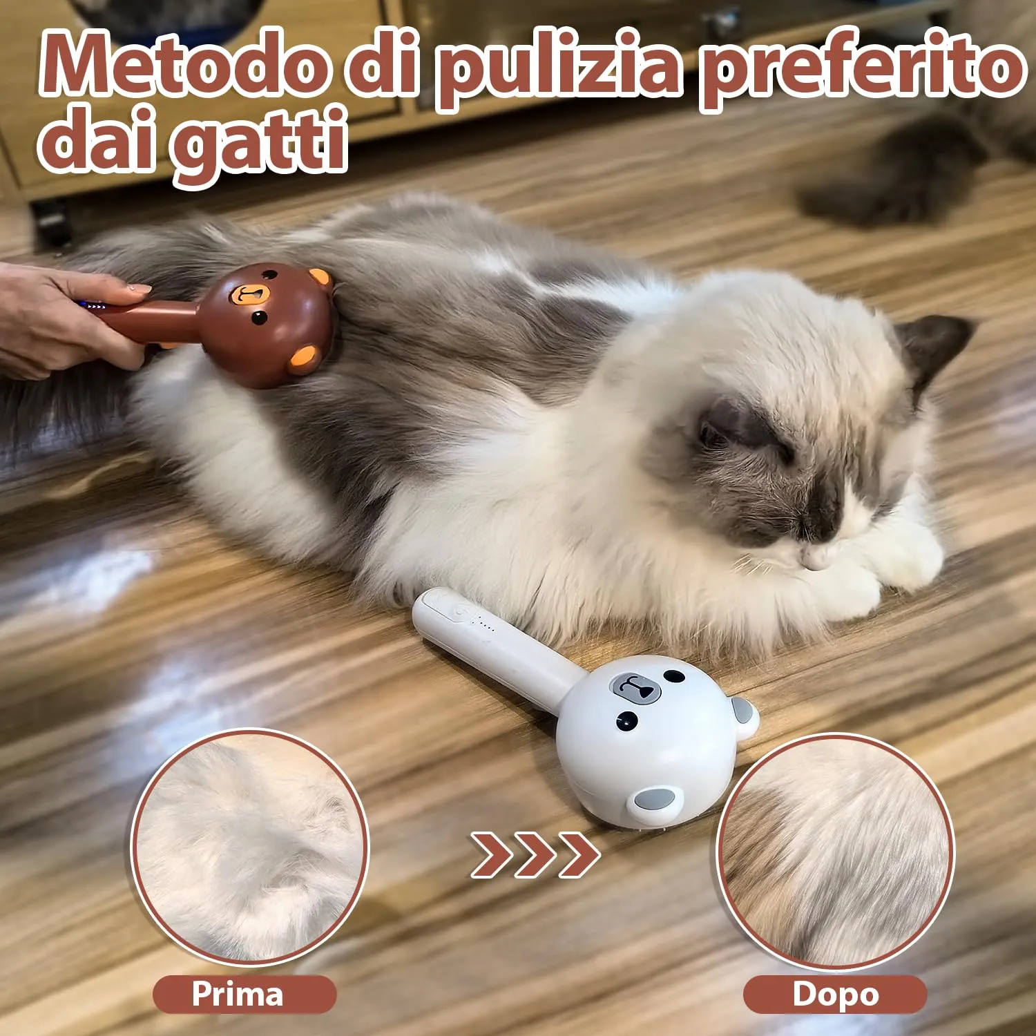 POIIOPY Spazzola a Vapore per Gatti con 2 Livelli di Spruzzo e Pulsante di Rilascio, RK35-Y - immagine 8