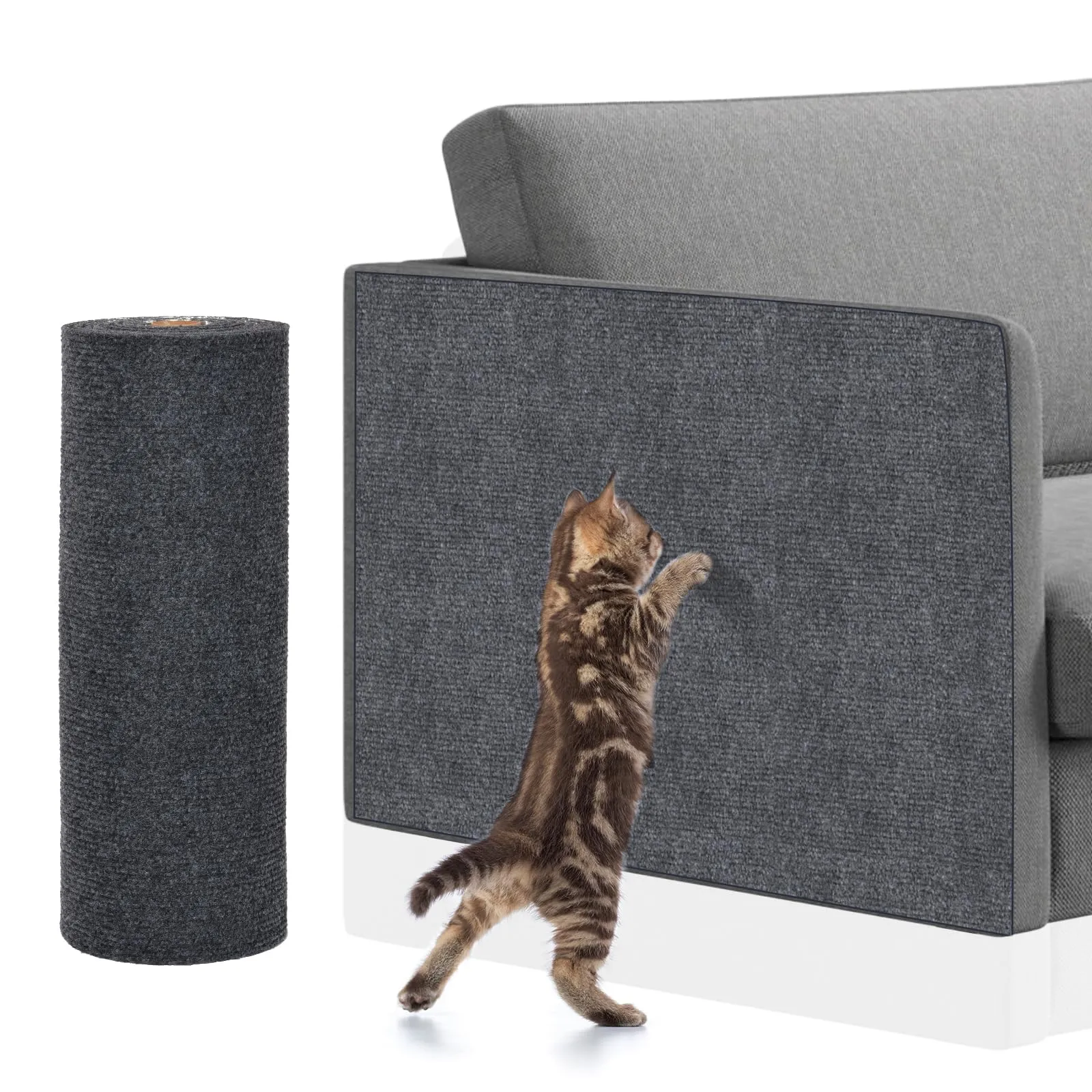 Adiwo Tappeto Tiragraffi per Gatti Autoadesivo, 200 x 40 cm, Grigio Scuro - immagine 1