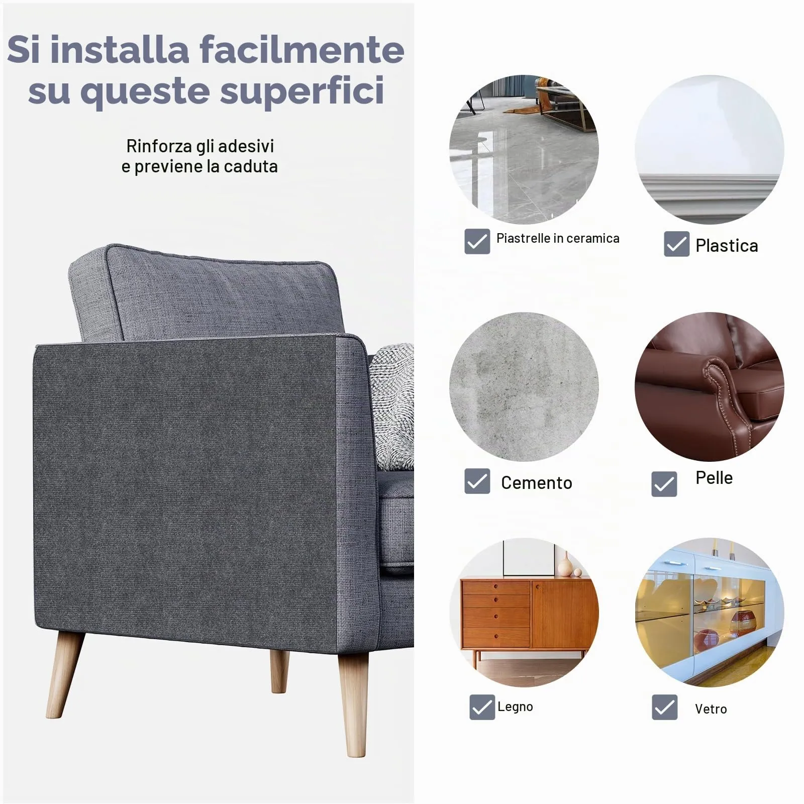 Adiwo Tappeto Tiragraffi per Gatti Autoadesivo, 100 x 60 cm, Grigio Scuro - immagine 6