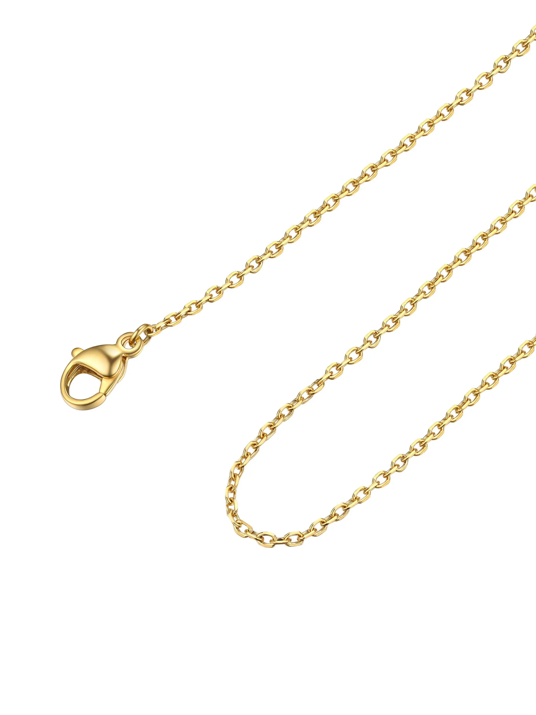 FOCALOOK Collana Catena in Acciaio Inossidabile Oro, 51cm+5cm, Larghezza 2mm - immagine 1