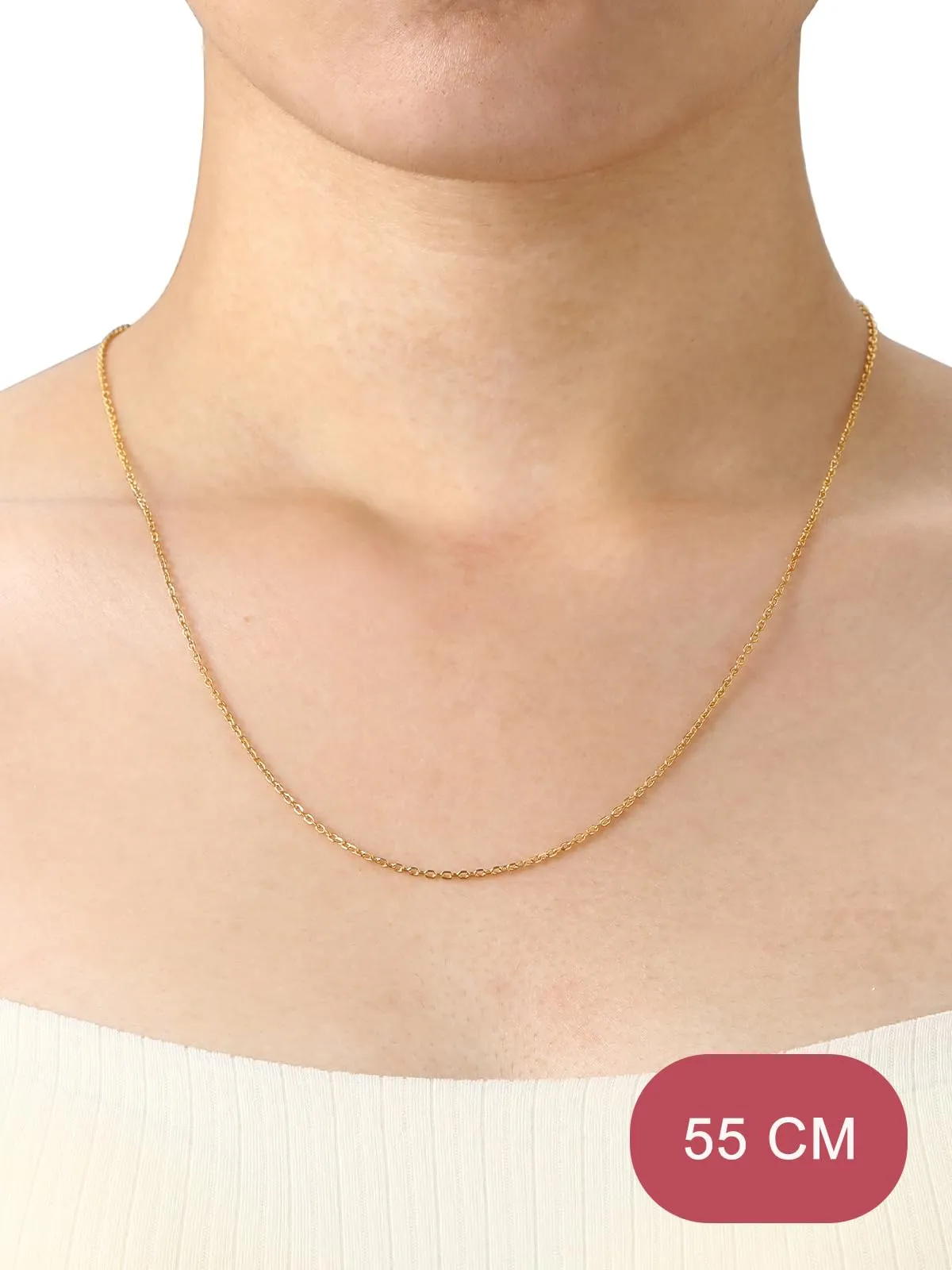 FOCALOOK Collana Catena in Acciaio Inossidabile Oro, 51cm+5cm, Larghezza 2mm - immagine 2