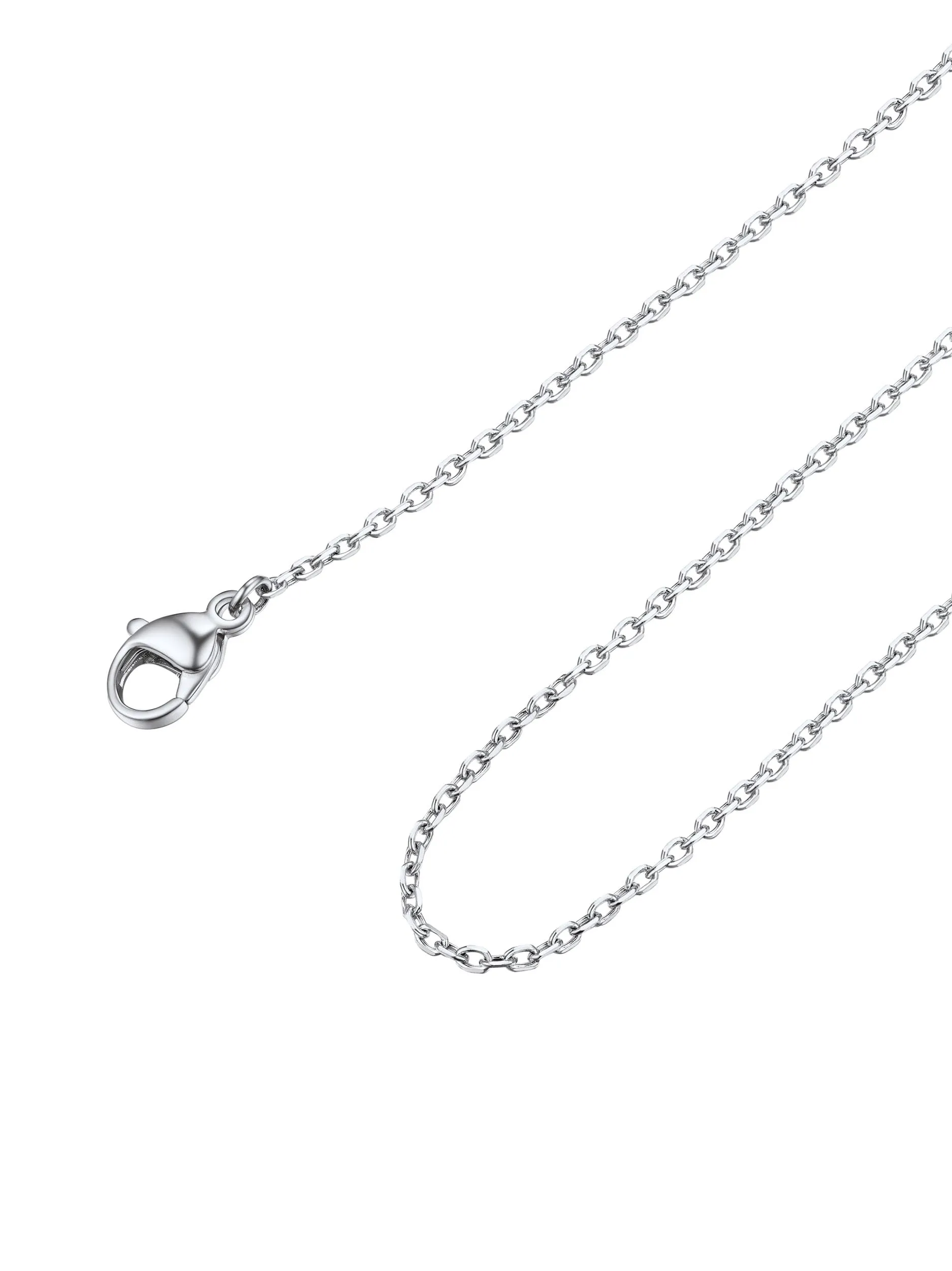 FOCALOOK Collana a Catena Sottile in Acciaio Inossidabile, 1,4 mm, Argento, 46cm+5cm - immagine 1