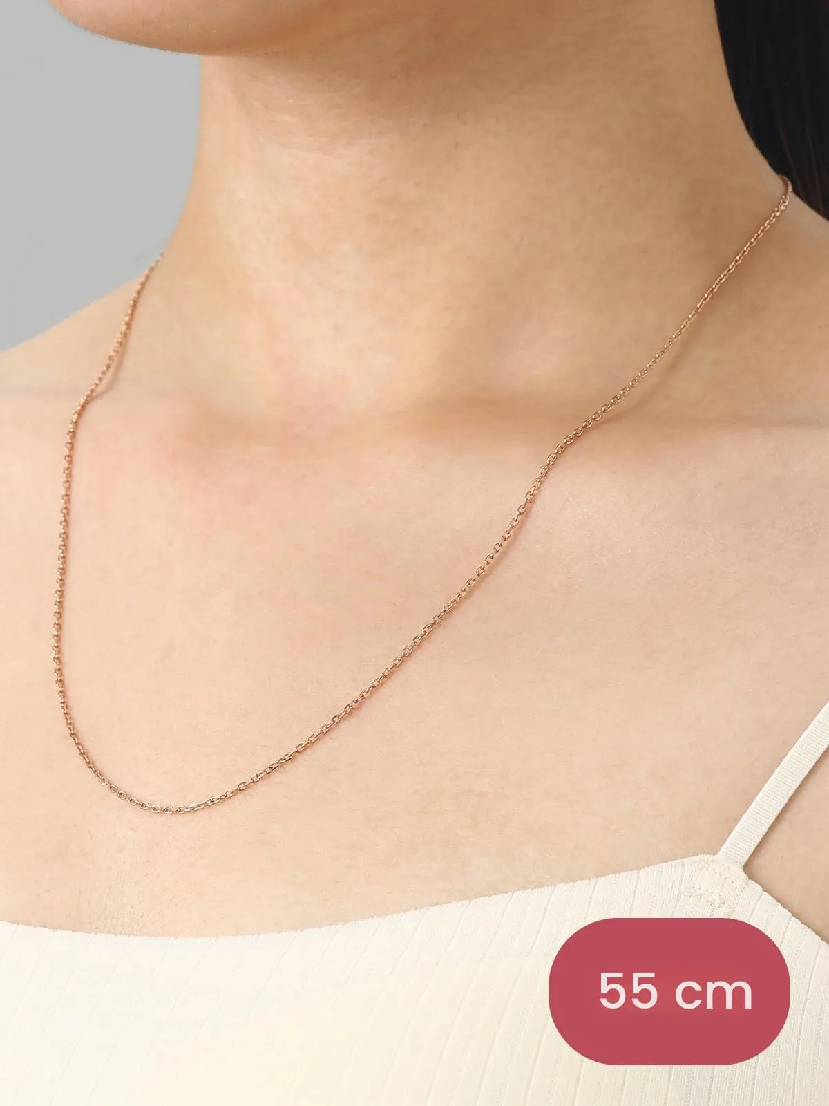 FOCALOOK Collana in Acciaio Inossidabile 2mm 55cm+5cm Oro Rosa - immagine 2