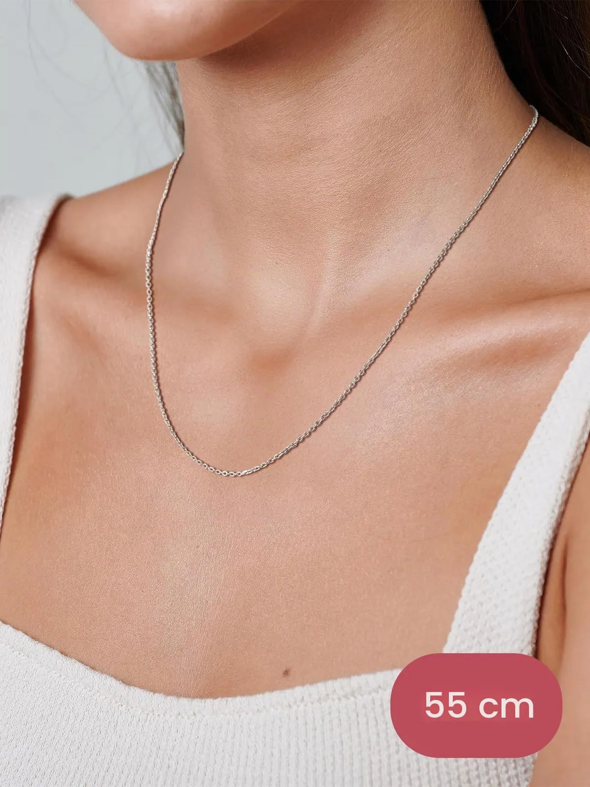 FOCALOOK Collana a Catena in Acciaio Inossidabile 1,4 mm, Colore Argento, 41cm+5cm - immagine 2