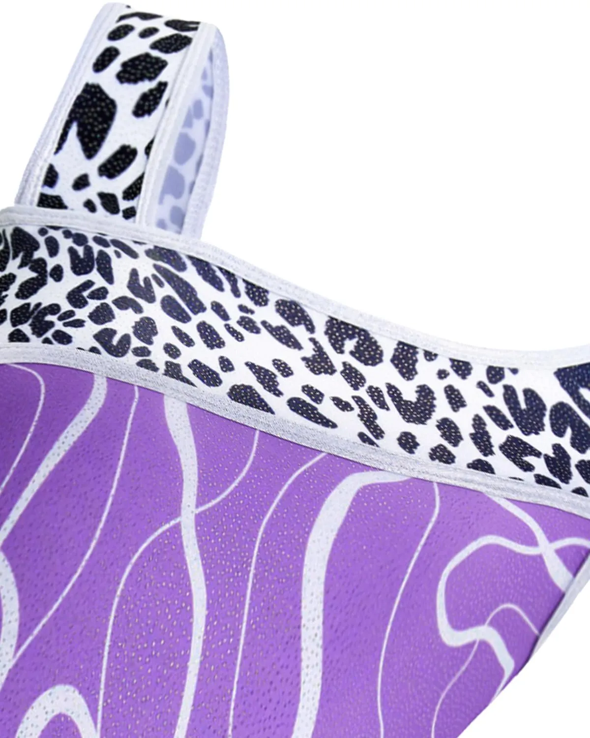 Gogokids Set da Ginnastica 3 Pezzi con Body Senza Maniche, Pantaloncini e Fascia, Blu e Viola, 100(90-100 cm, 3-4Y) - immagine 2