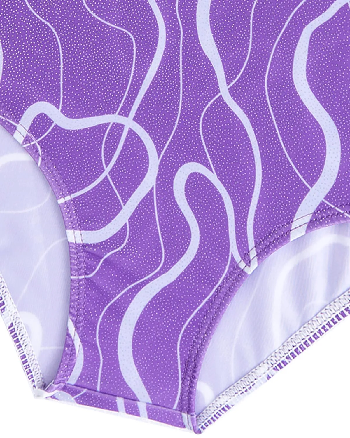 Gogokids Set da Ginnastica 3 Pezzi con Body Senza Maniche, Pantaloncini e Fascia, Blu e Viola, 100(90-100 cm, 3-4Y) - immagine 4