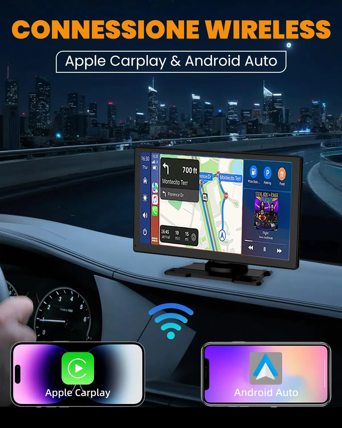 Bytelink S170 9" Wireless Apple CarPlay and Android Auto Stereo, 1080P Front and Rear Cameras, Bluetooth 5.2, GPS Navigation, Mirror Link, AUX, FM - immagine 2